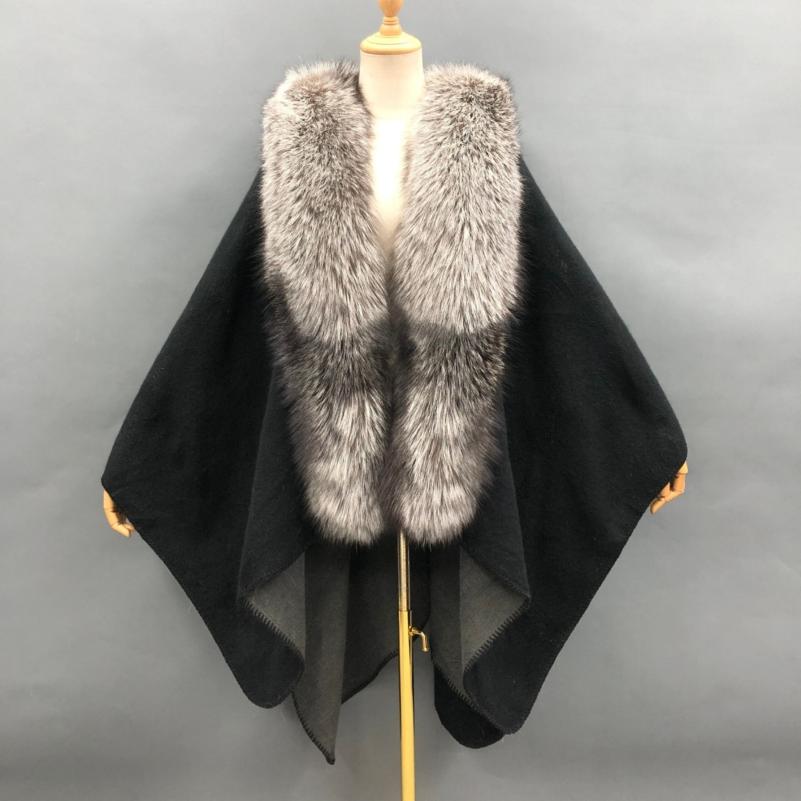 Red Fox Blue Fox Placket Fur Shawl - Janefur