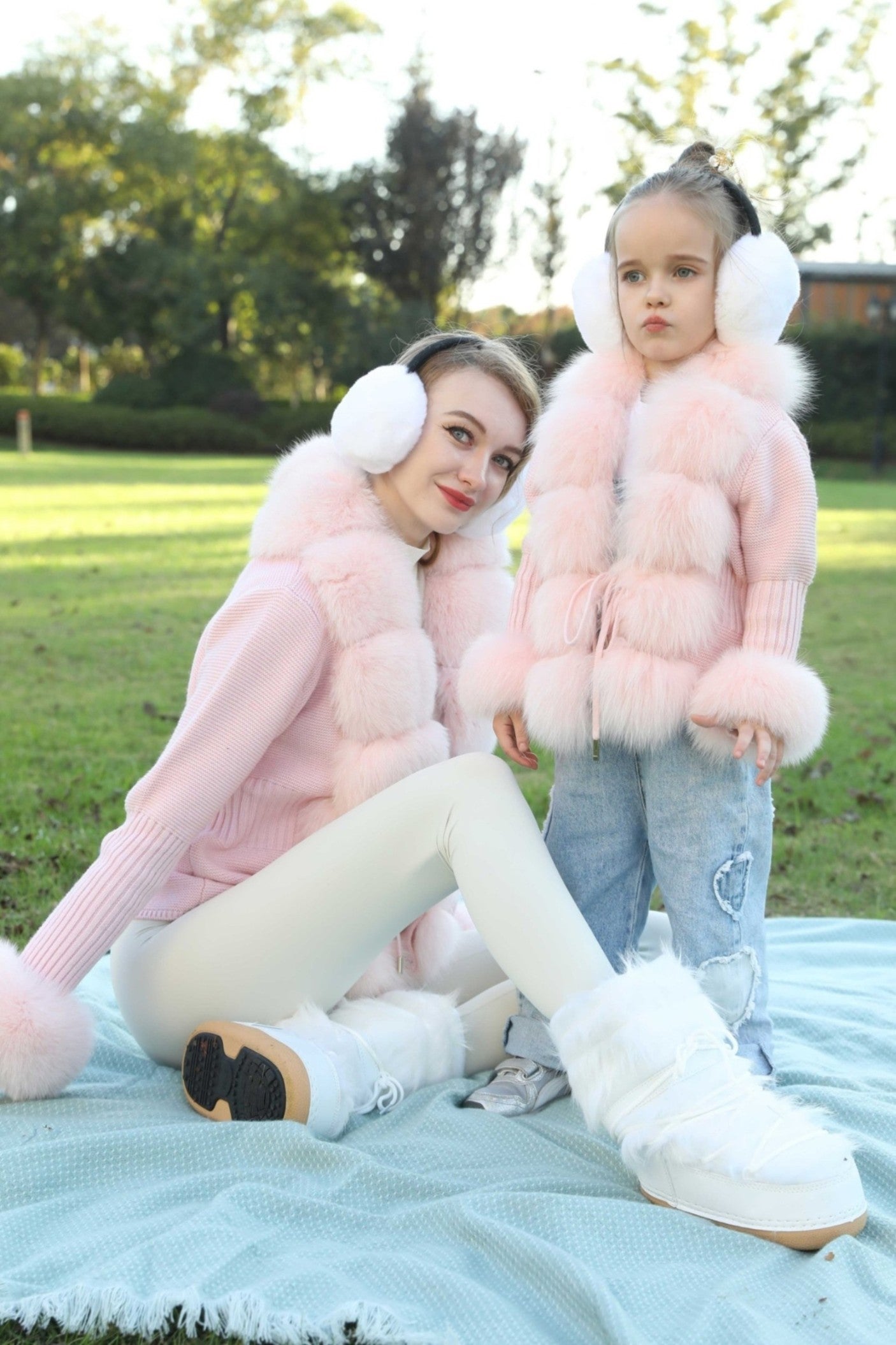 Parent-child Model Rabbit Fur Earmuffs Cute Coldproof and Warm - Janefur