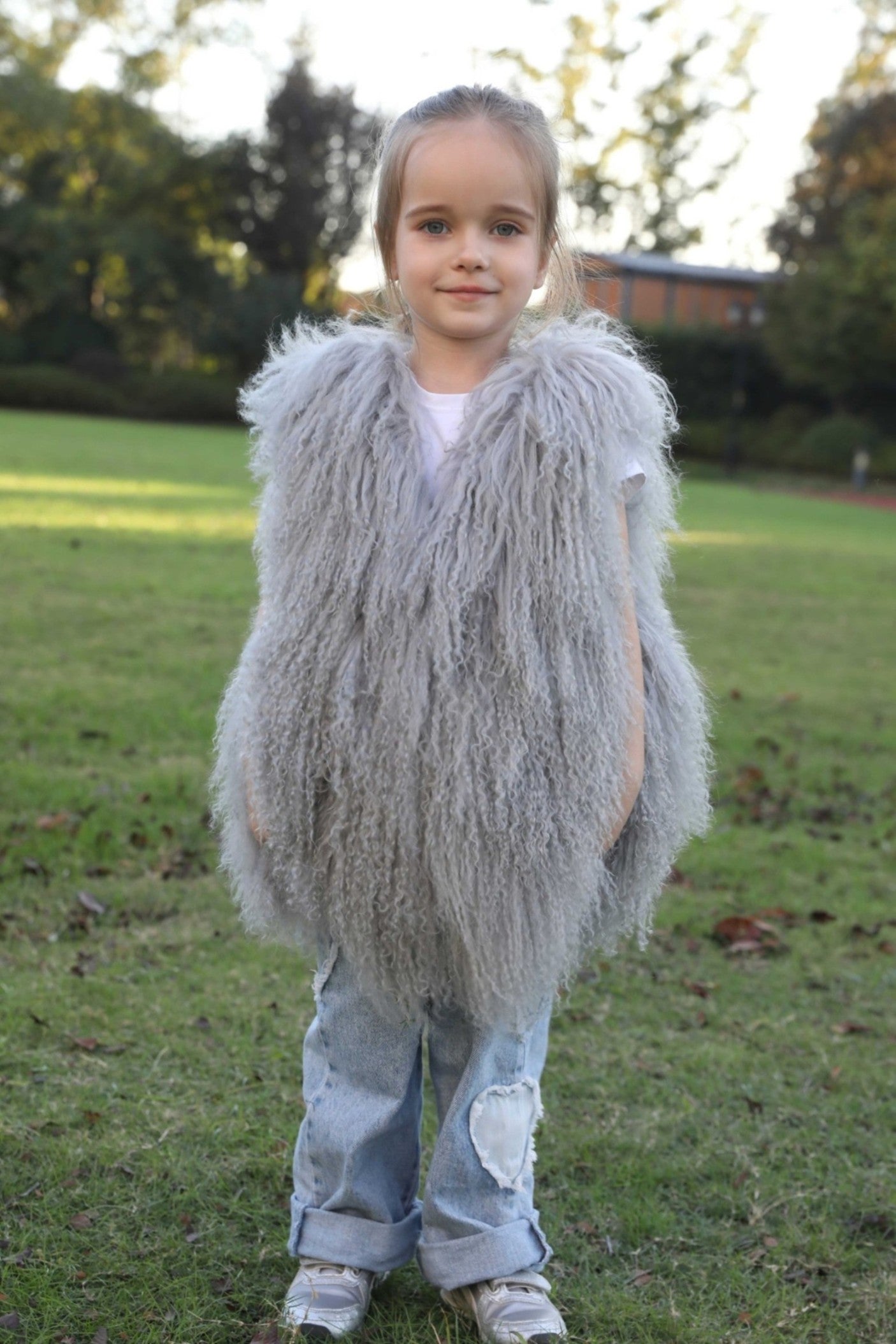 New Solid Color Children's Autumn and Winter Mongolian Lamb Fur Vest Soft and Comfortable - Janefur