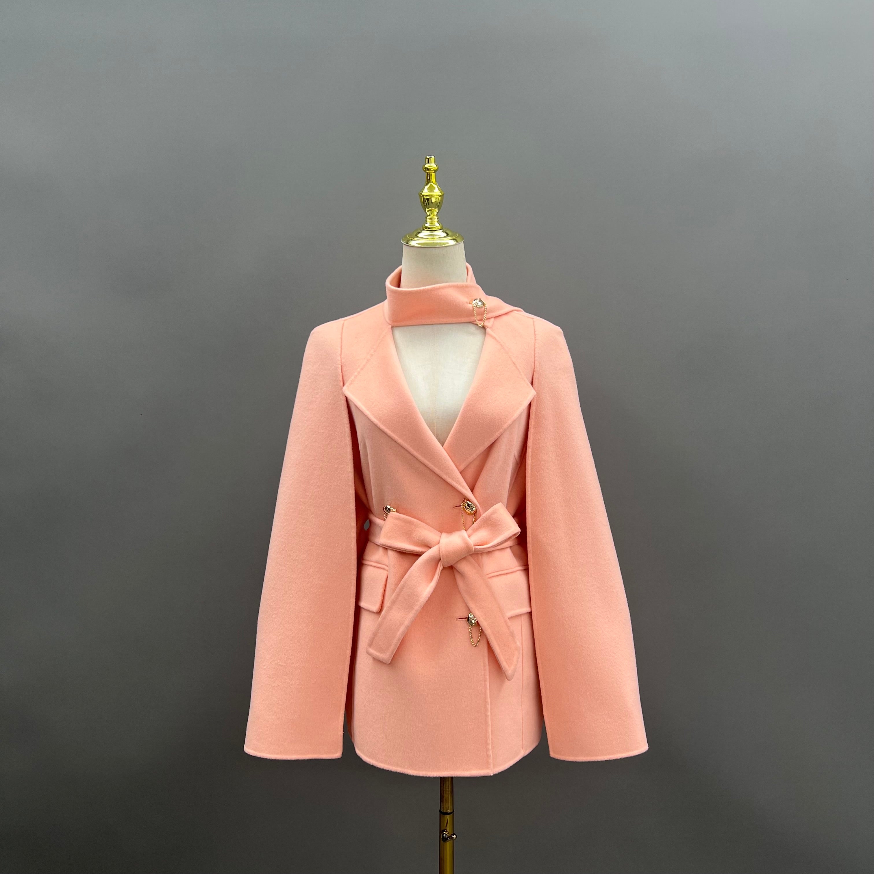 Collar decoration suit collar cashmere wool coat - Janefur