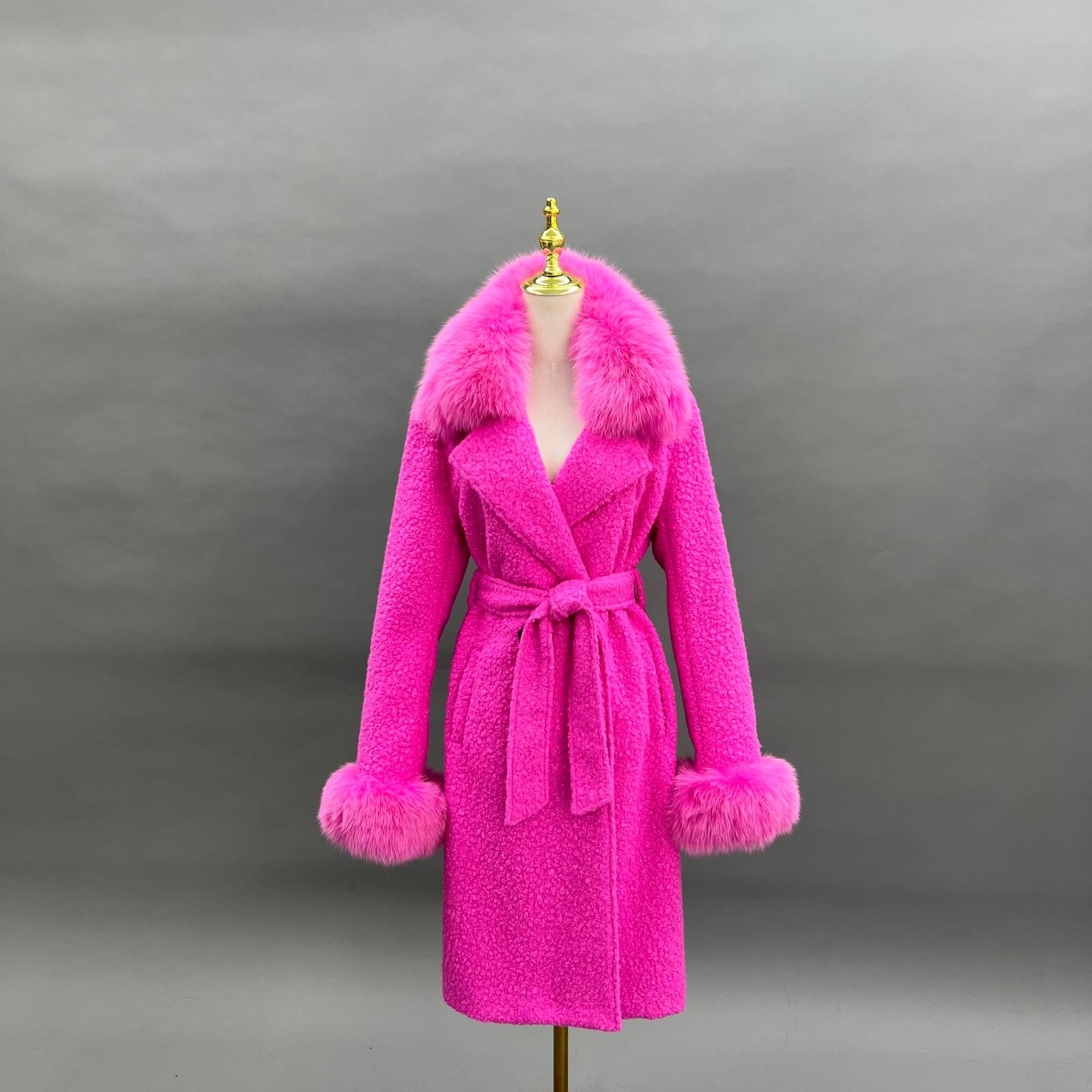 Circle Fleece Coat for Women Classic Fashion Small Square - Collar Jacket - Janefur