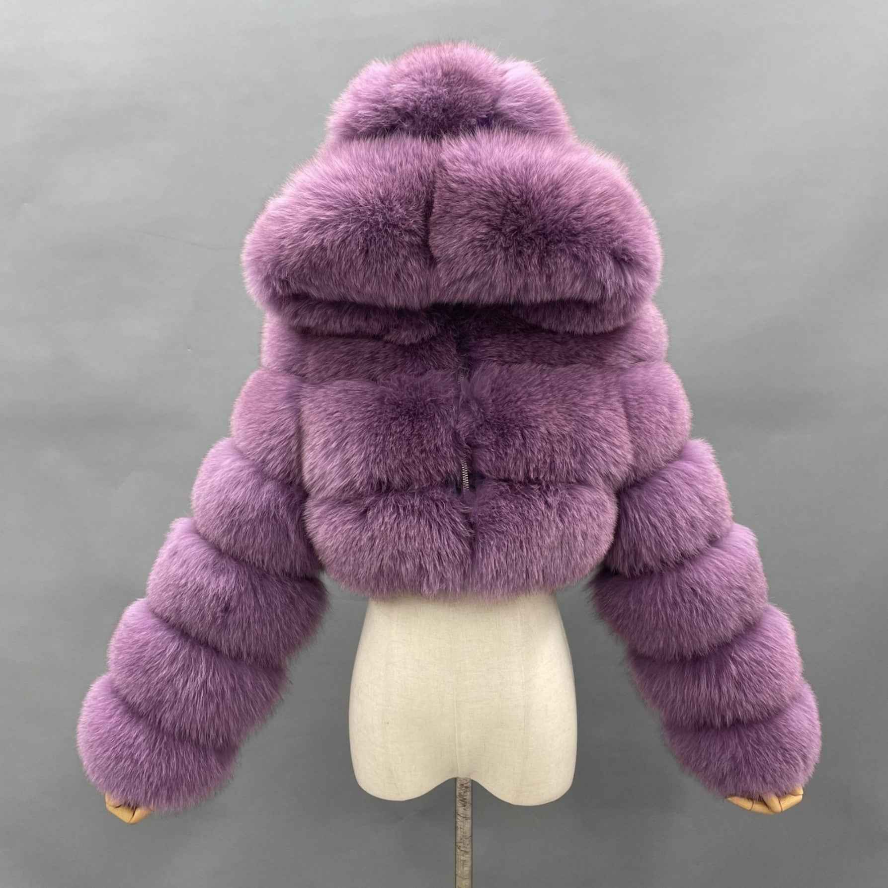 New Women's Winter Rainbow Fox Fur Hooded Coat - Janefur