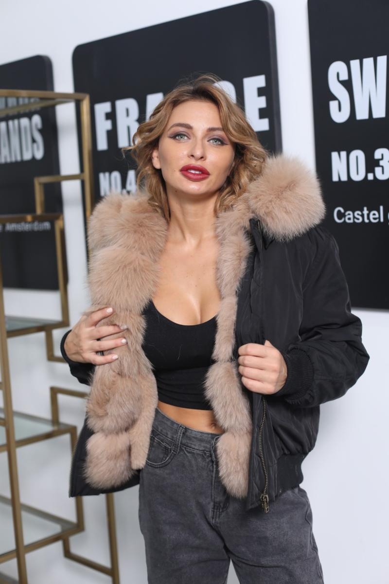 Aviator Jacket with Fox Fur - Janefur