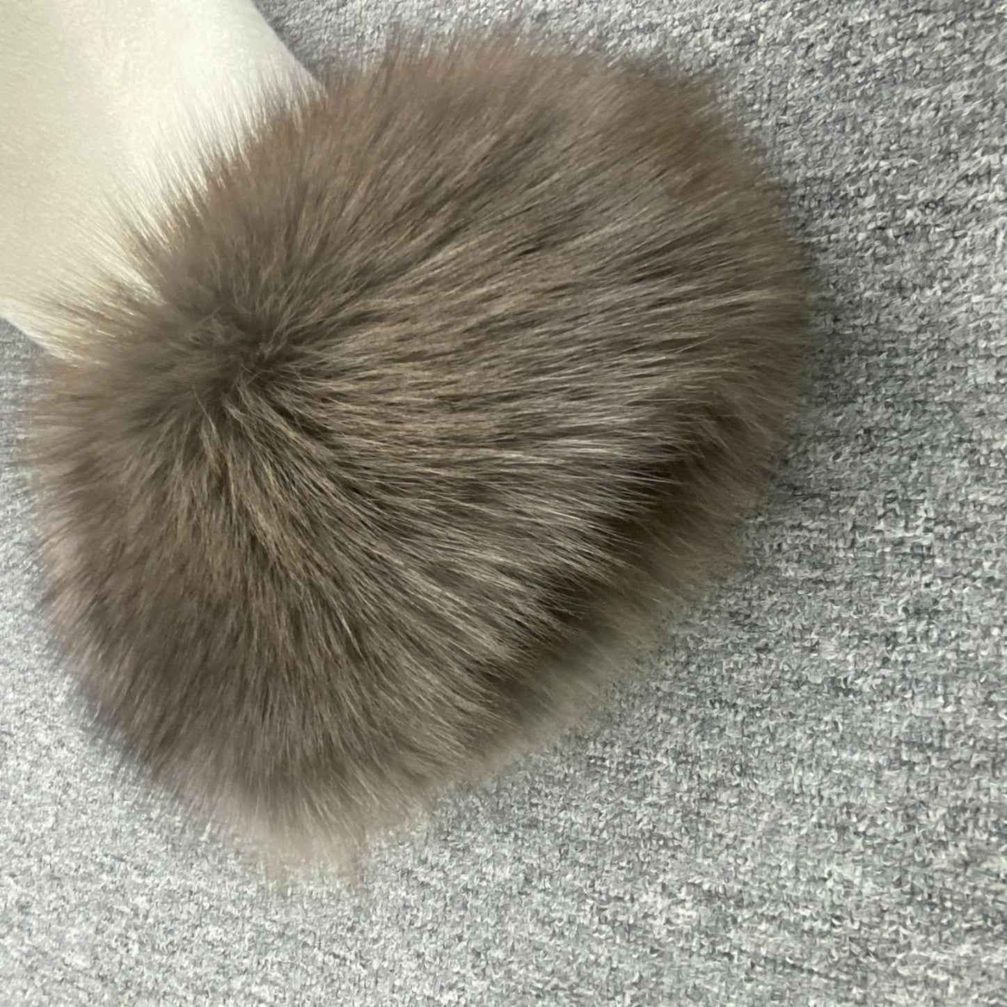 Women's Segmented Fur Collar Hooded Double Sided Cashmere Cuffs with Fur Collar Coat - Janefur