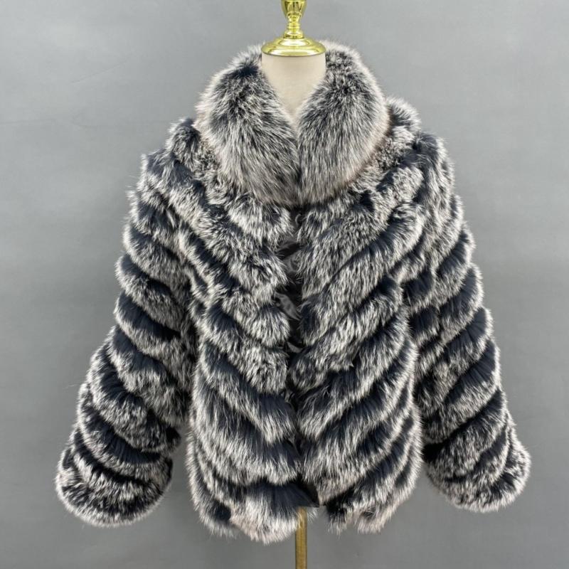 Detachable Collar Two-sided Real Fox Fur Winter Women's Short Coat - Janefur