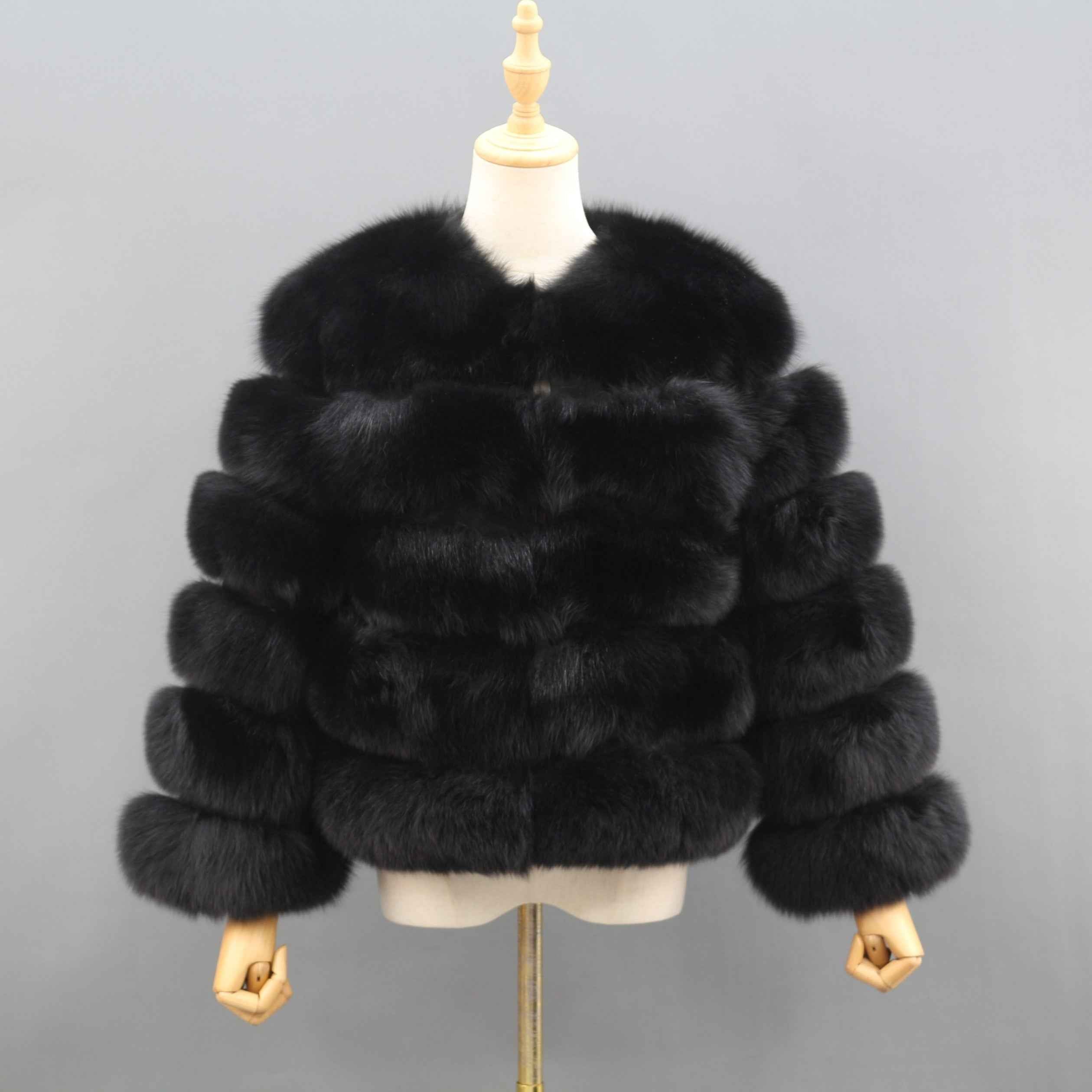 Women's Winter Five Sections Basic Fox Fur Coat - Janefur