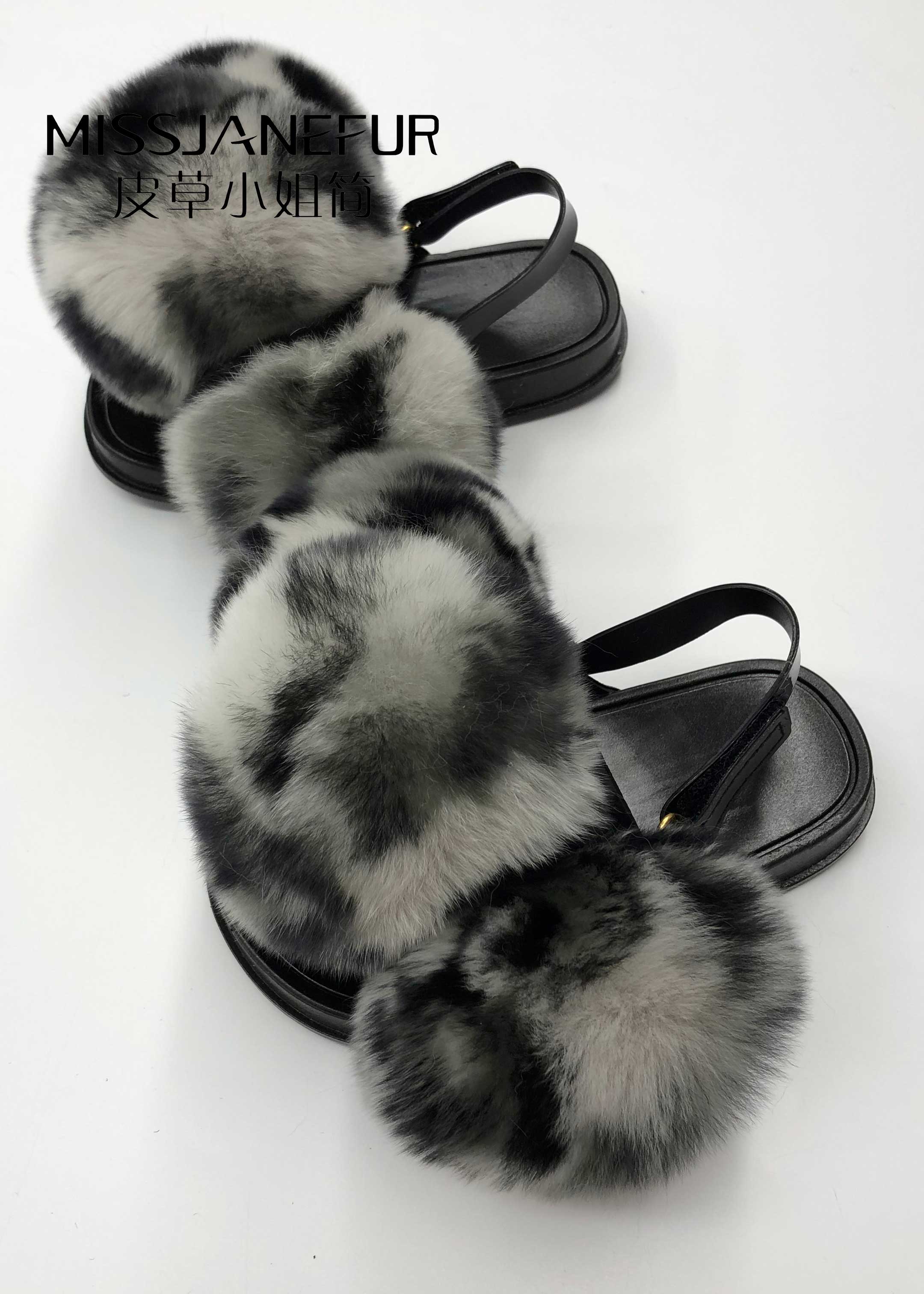 Missjanefur Kids Summer Rabbit Fur Shoes - Janefur
