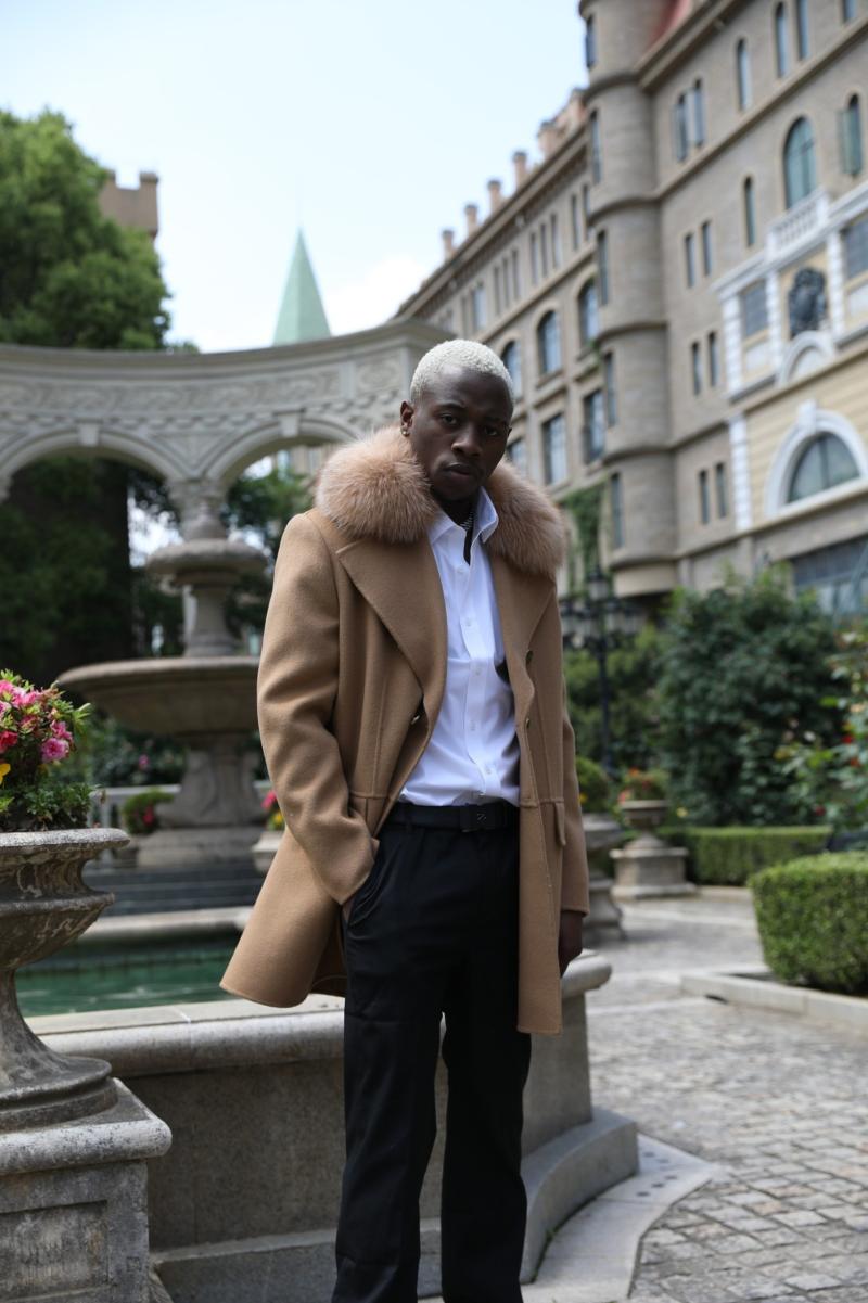 Men's Cashmere Double-breasted Coat Lapel Design - Janefur
