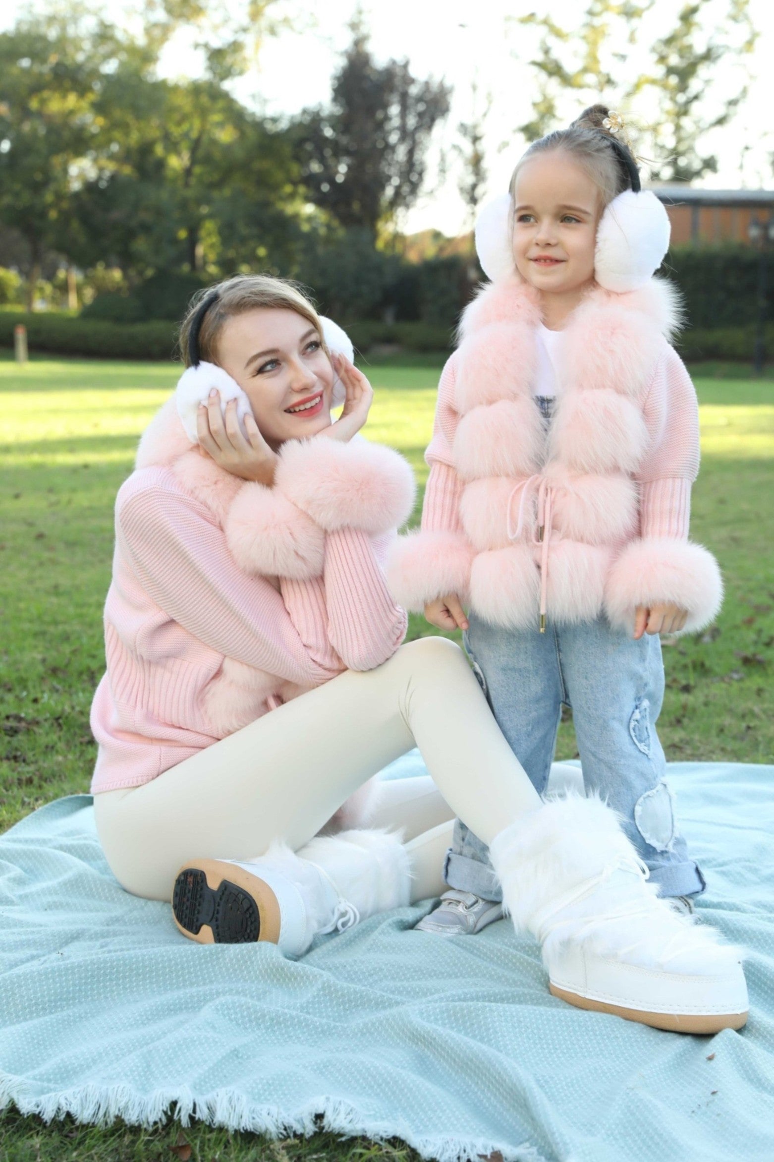 Parent-child Model Rabbit Fur Earmuffs Cute Coldproof and Warm - Janefur