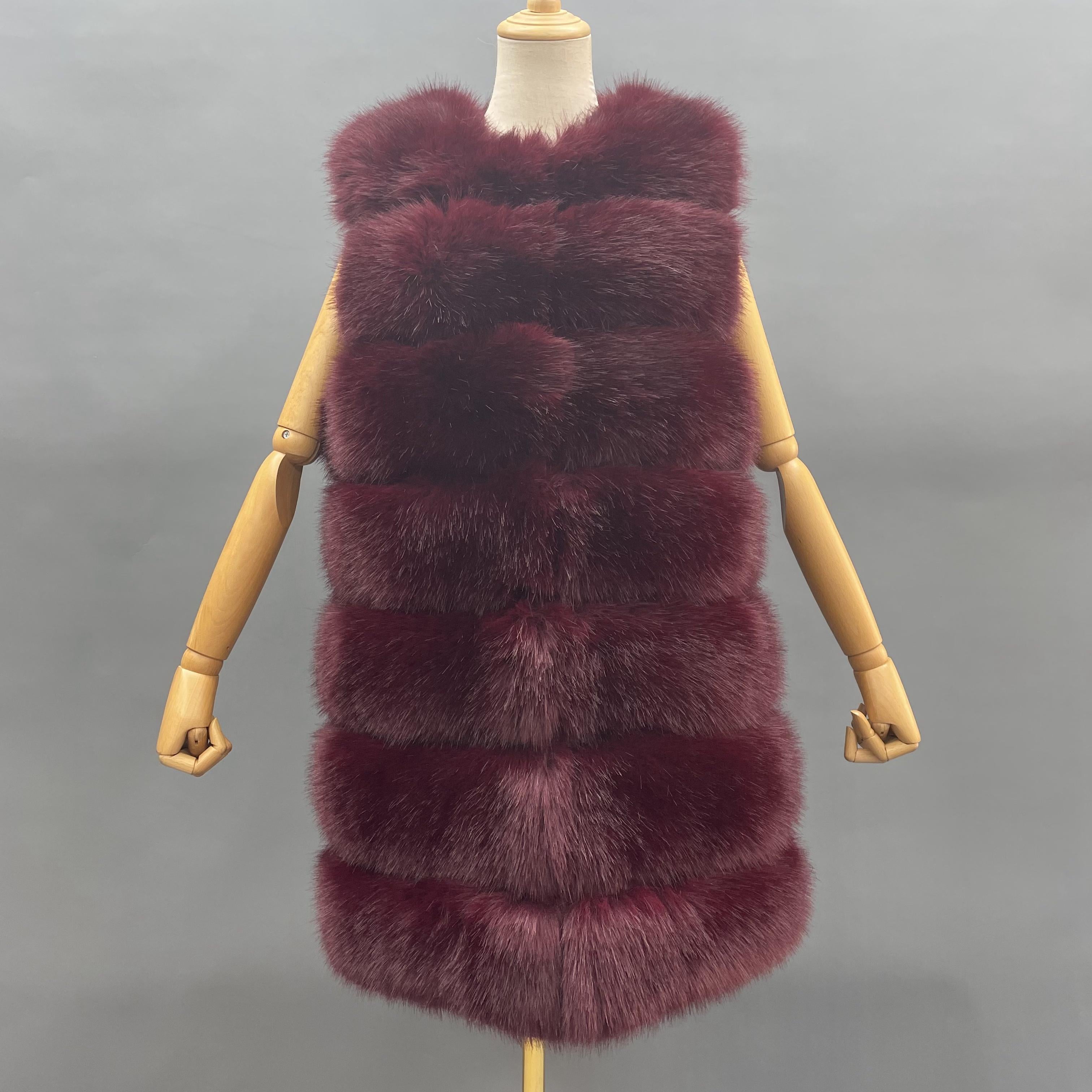 Spring and Autumn New Style Long Faux Fur Vest Eco Fur Vest - Janefur