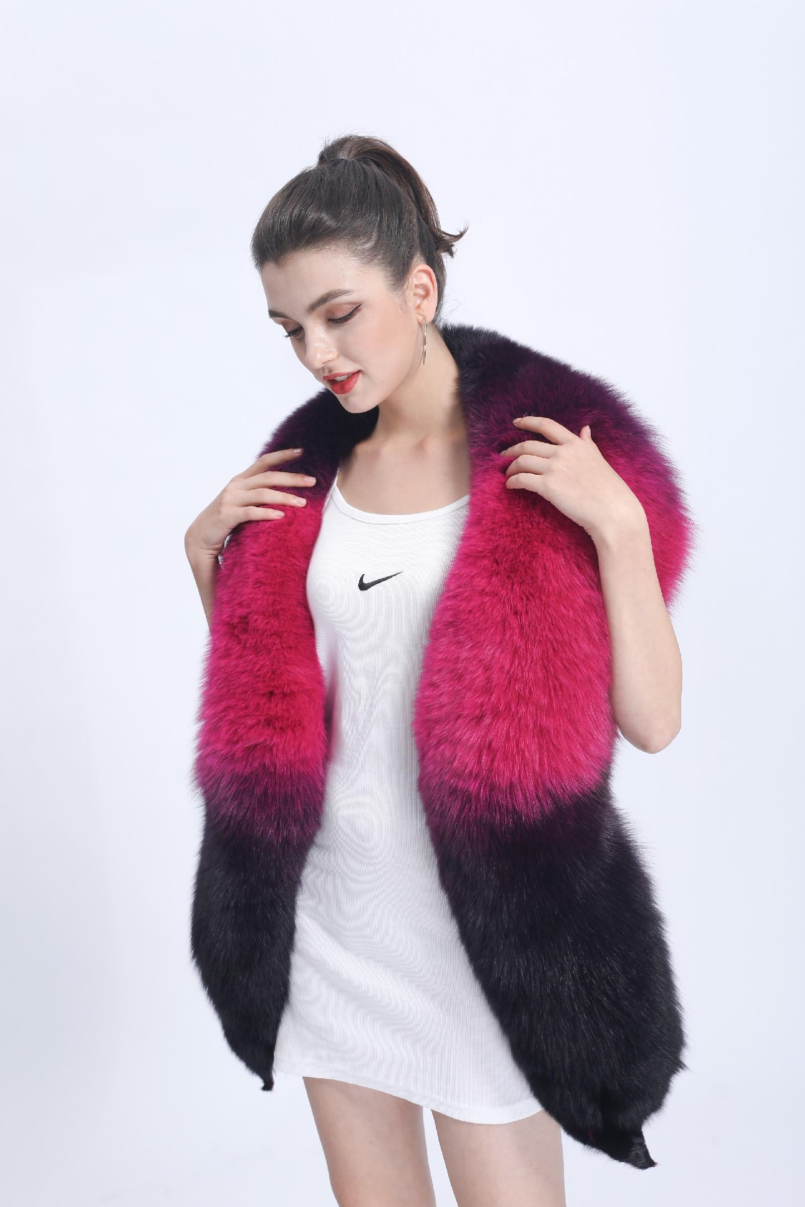 Real Fox Fur Shawl Fox fur trim Winter Women Real Fur Fashion Poncho Fox Fur Trimmed Cape Winter Cape Female - Janefur