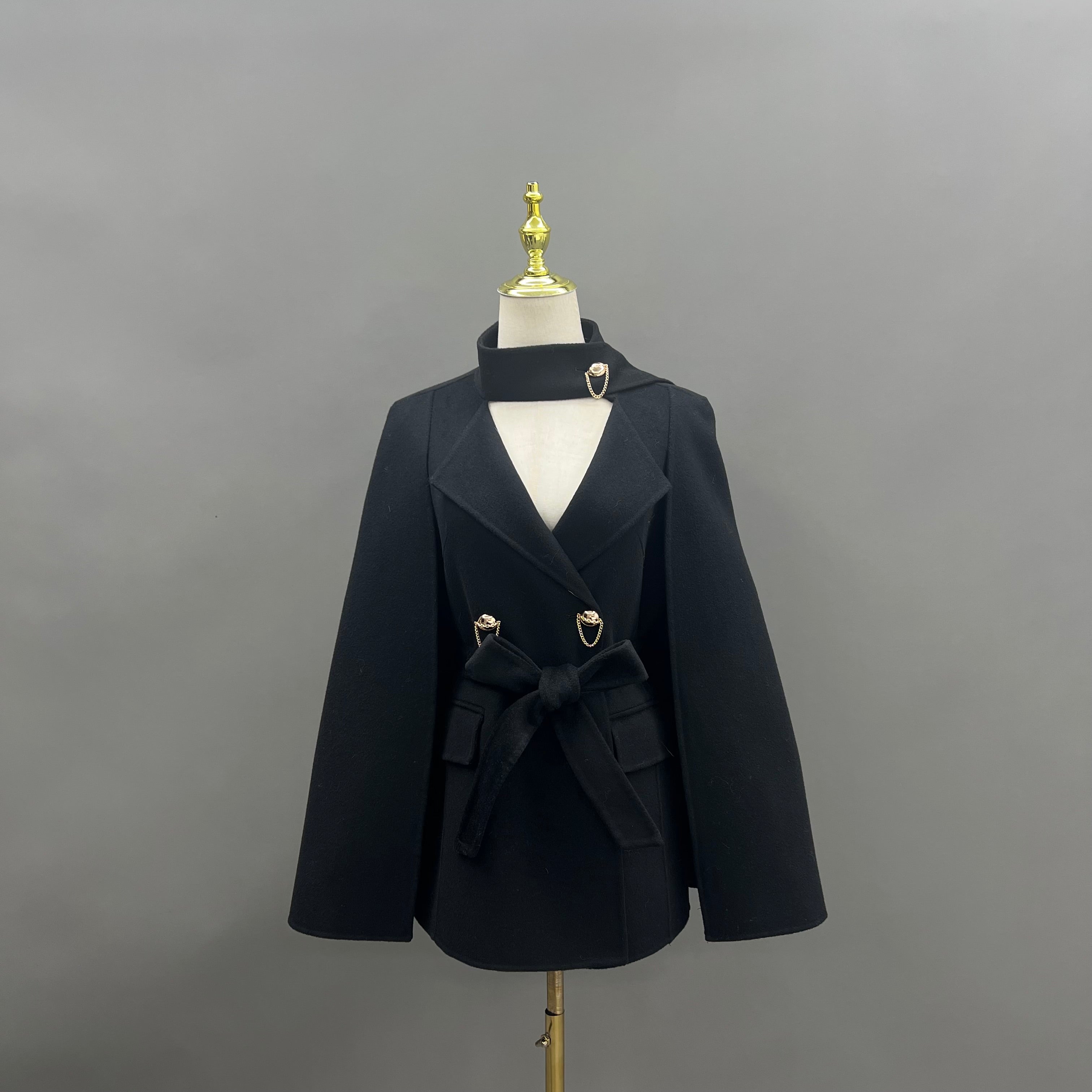 Collar decoration suit collar cashmere wool coat - Janefur
