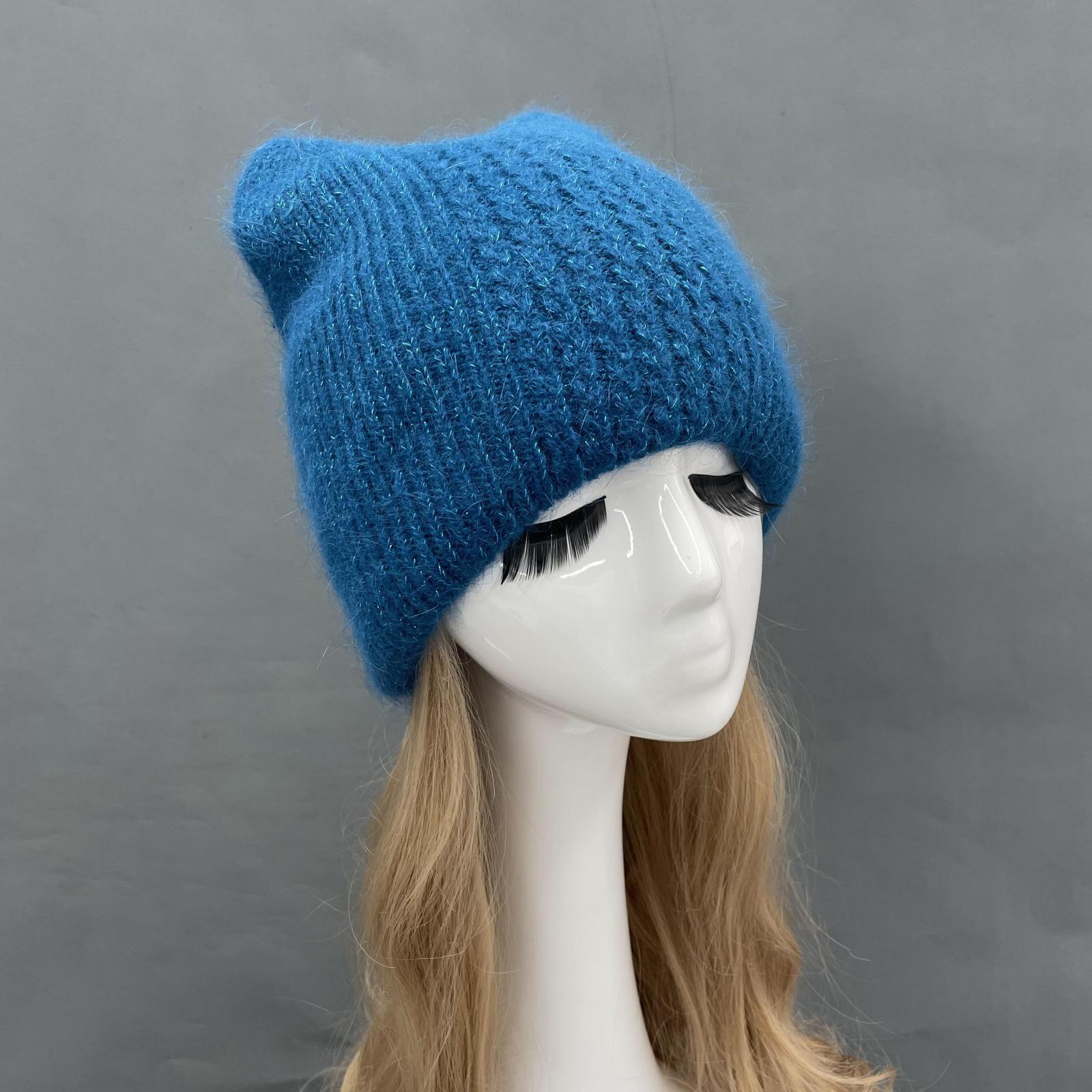 Women Cat Ears Double Layer Knitted Beanie Hat - Janefur