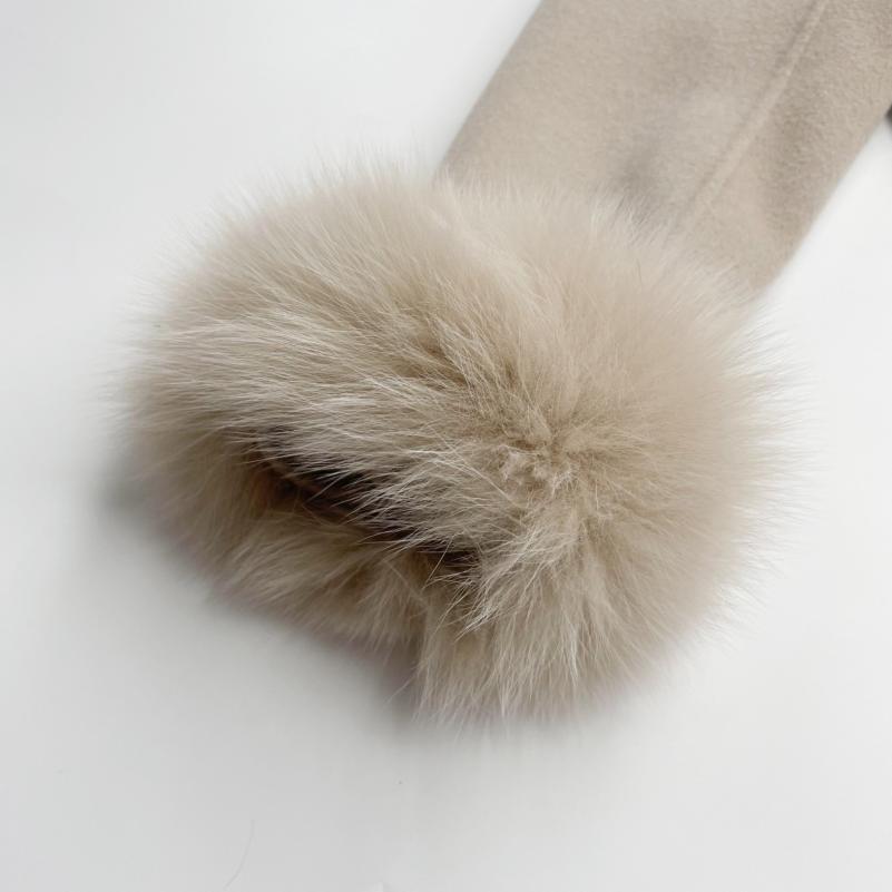 Big Pocket Lapel Fox Fur Cashmere Zipped Jacket - Janefur