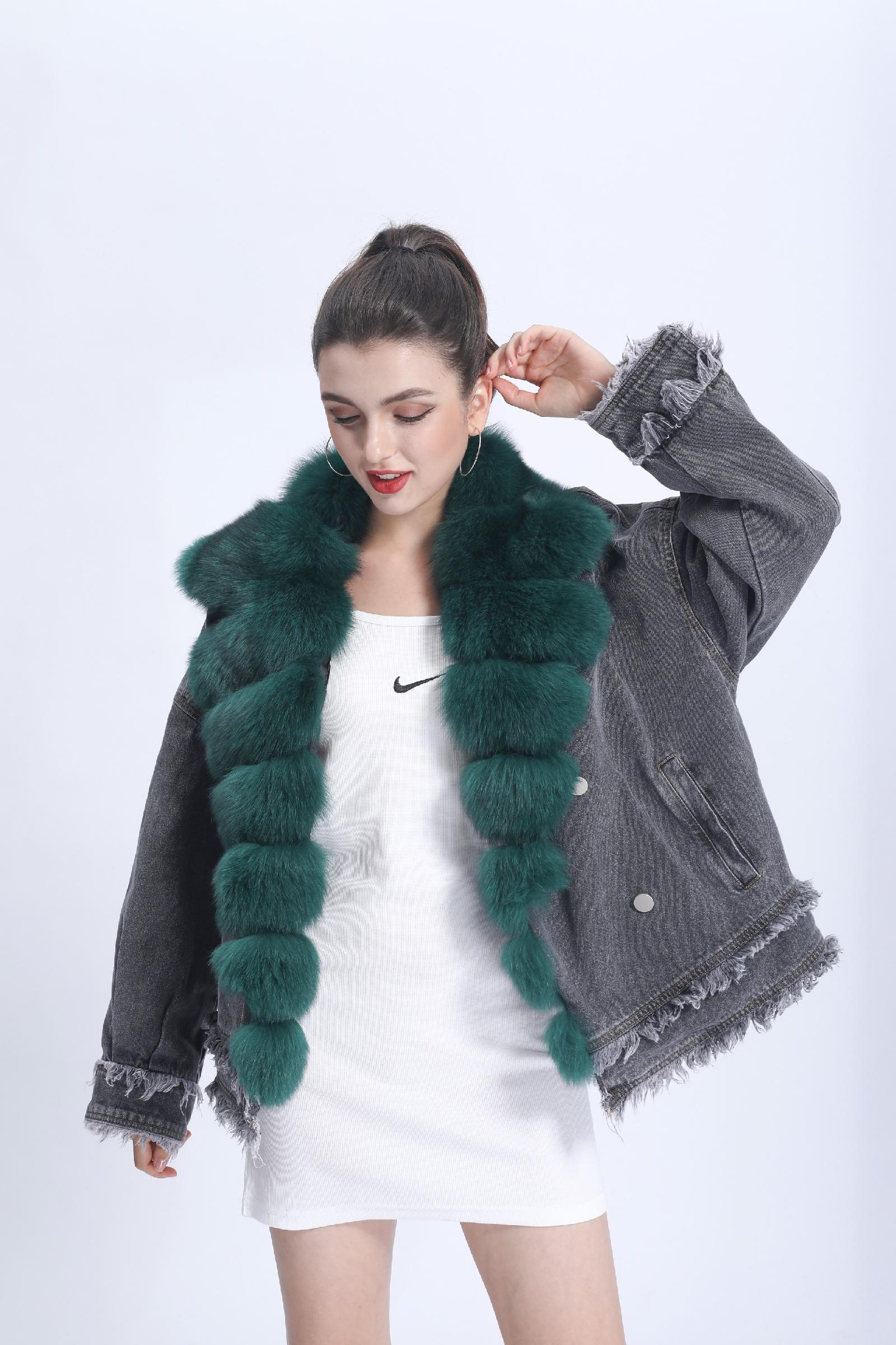 Women's Down Jacket With Real Large Fox Fur Collar Luxurious Coat For Winter Fluffy Jacket - Janefur