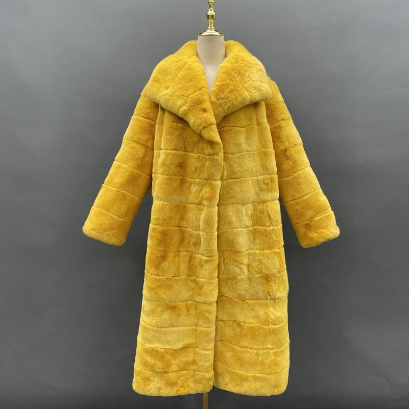 Winter Men's Lapel Soft Rabbit Fur Long Fashion Coat - Janefur