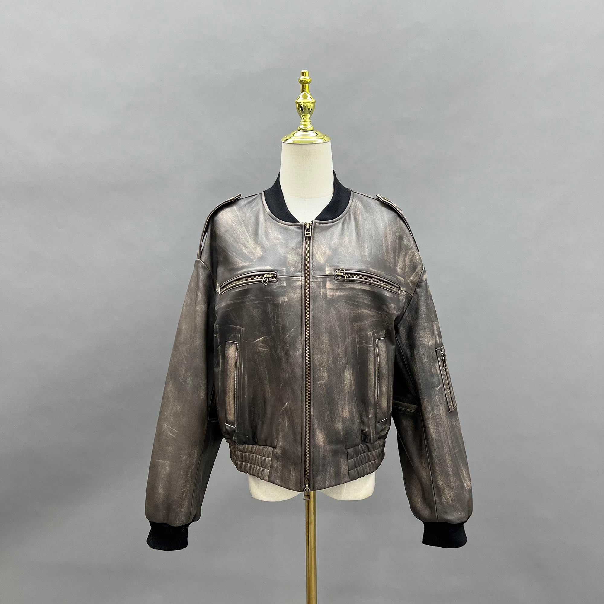 Janefur Wholesale New Arrival Motorcycle Style Short Coat Fashion Trend Leather Jacket - Janefur