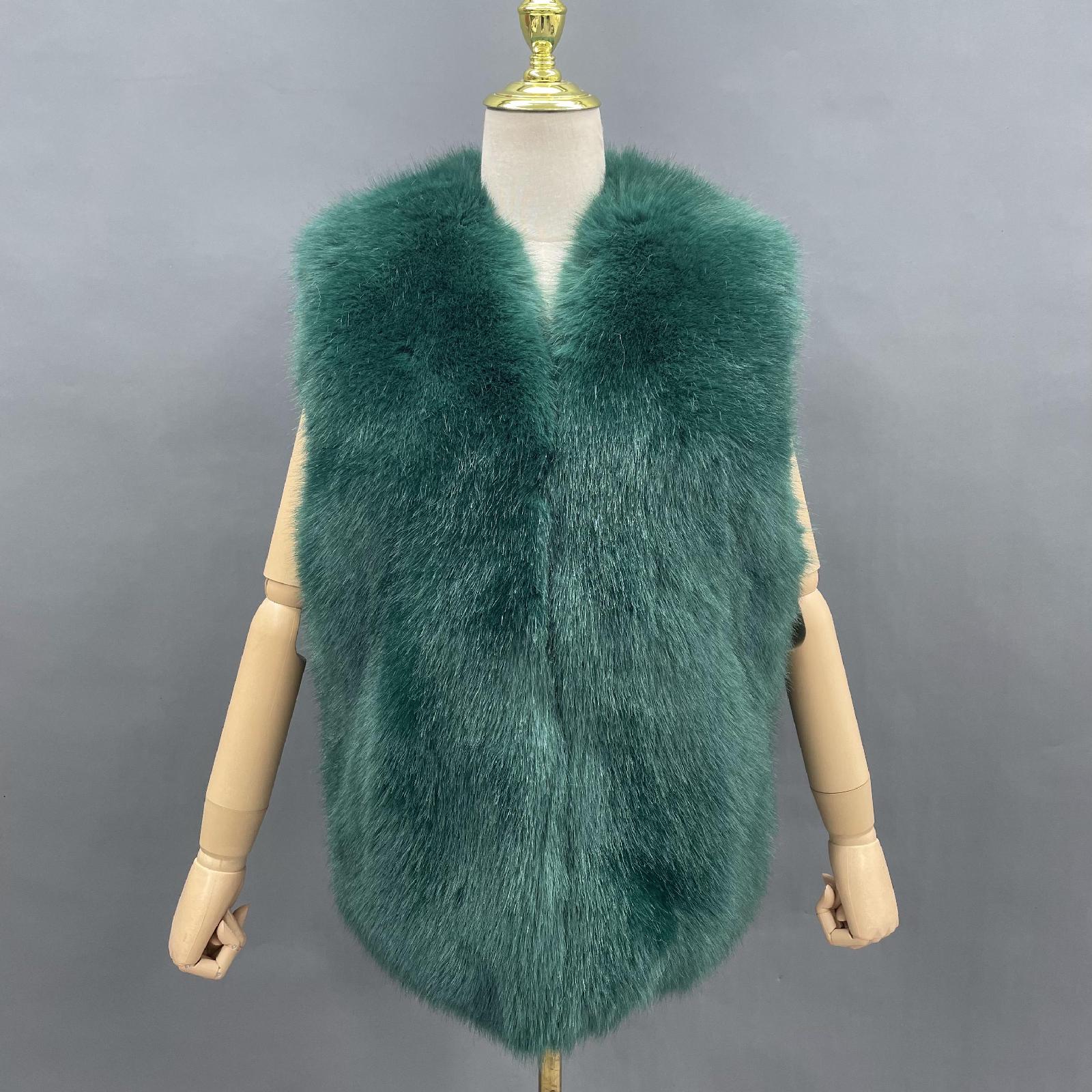 Women's Short Slim-fit Versatile Faux Fur Vest Whole Eco Fur Vest - Janefur