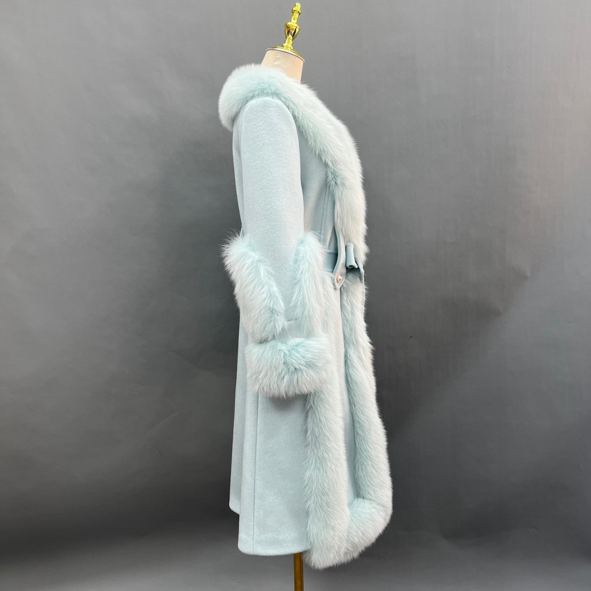 Trendy New Cashmere Spliced Fox Fur Long Down Jacket - Janefur