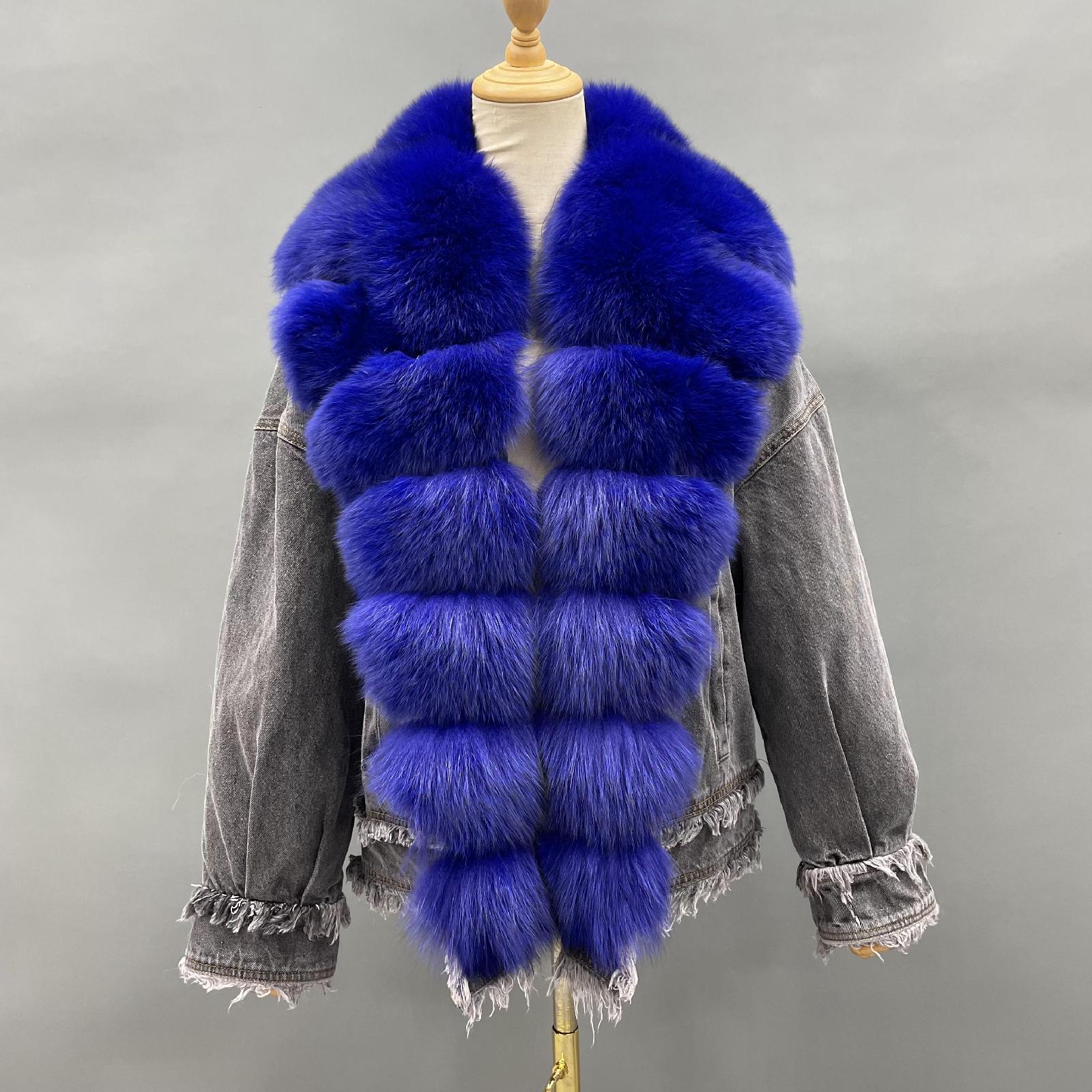 Women's Down Jacket With Real Large Fox Fur Collar Luxurious Coat For Winter Fluffy Jacket - Janefur
