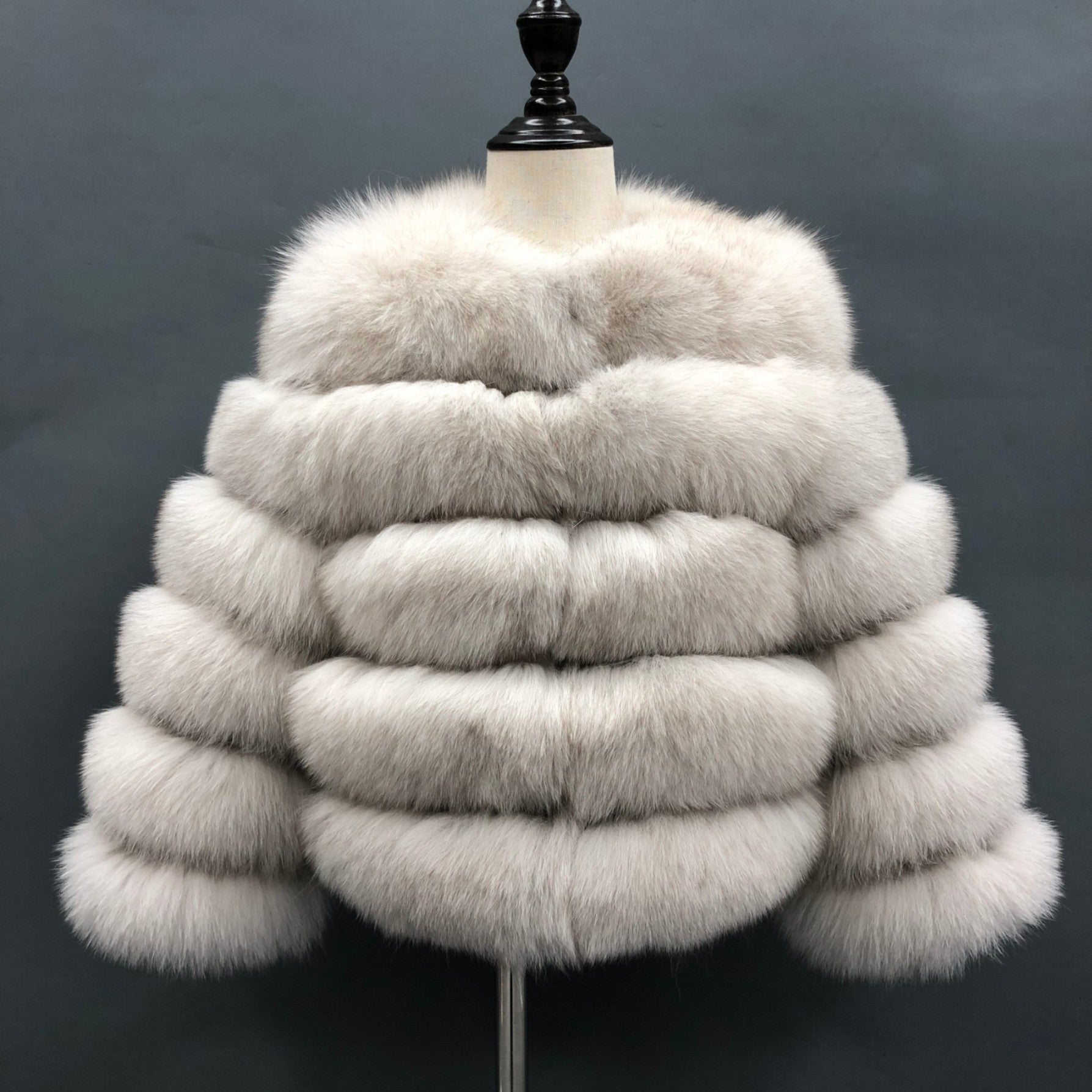 New Children's Winter Five Section Fox Fur Coat Windproof and Warm Parent-Child Model Coat - Janefur