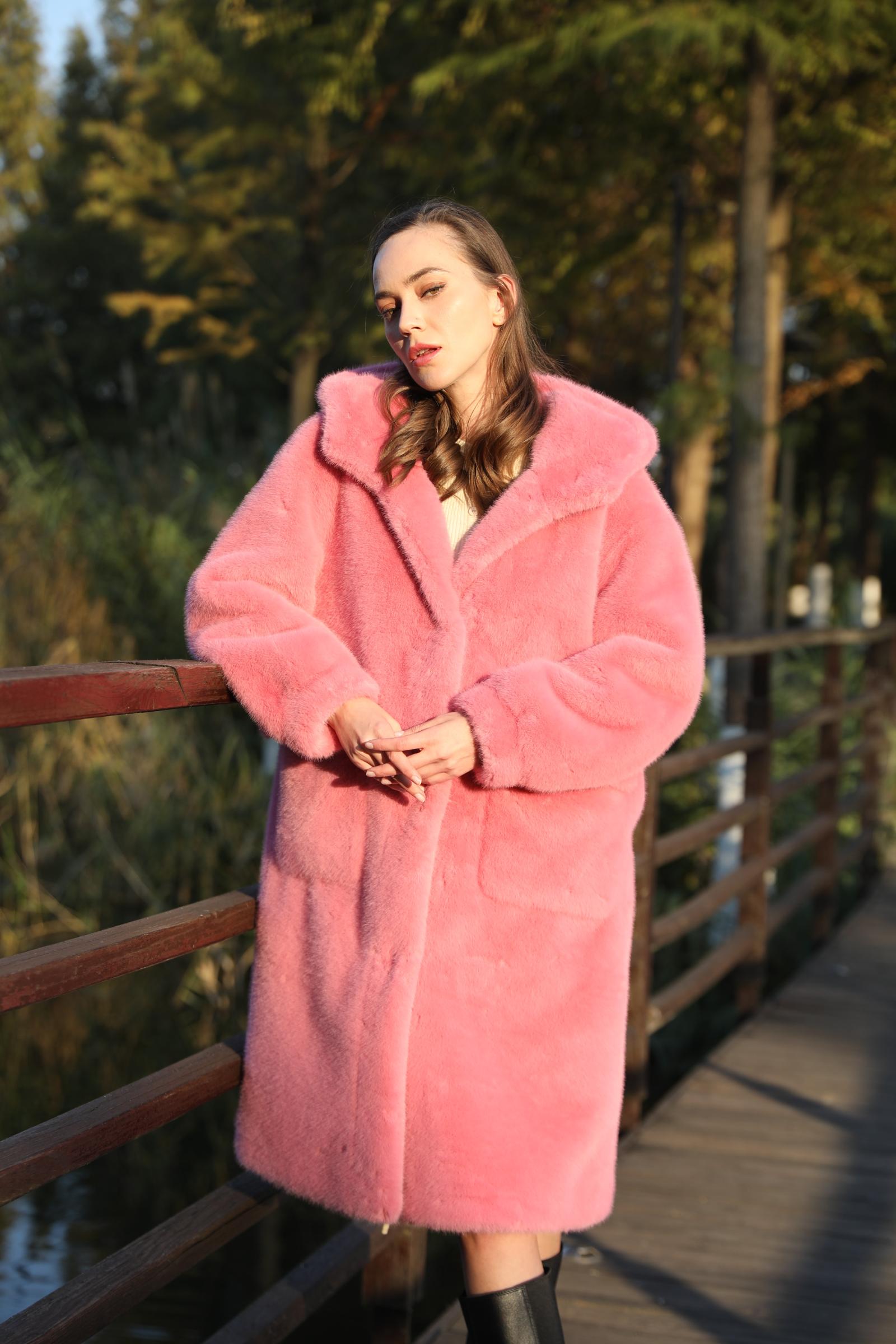 Women's Bear Ears Long Faux Mink Cute Warm Coat - Janefur