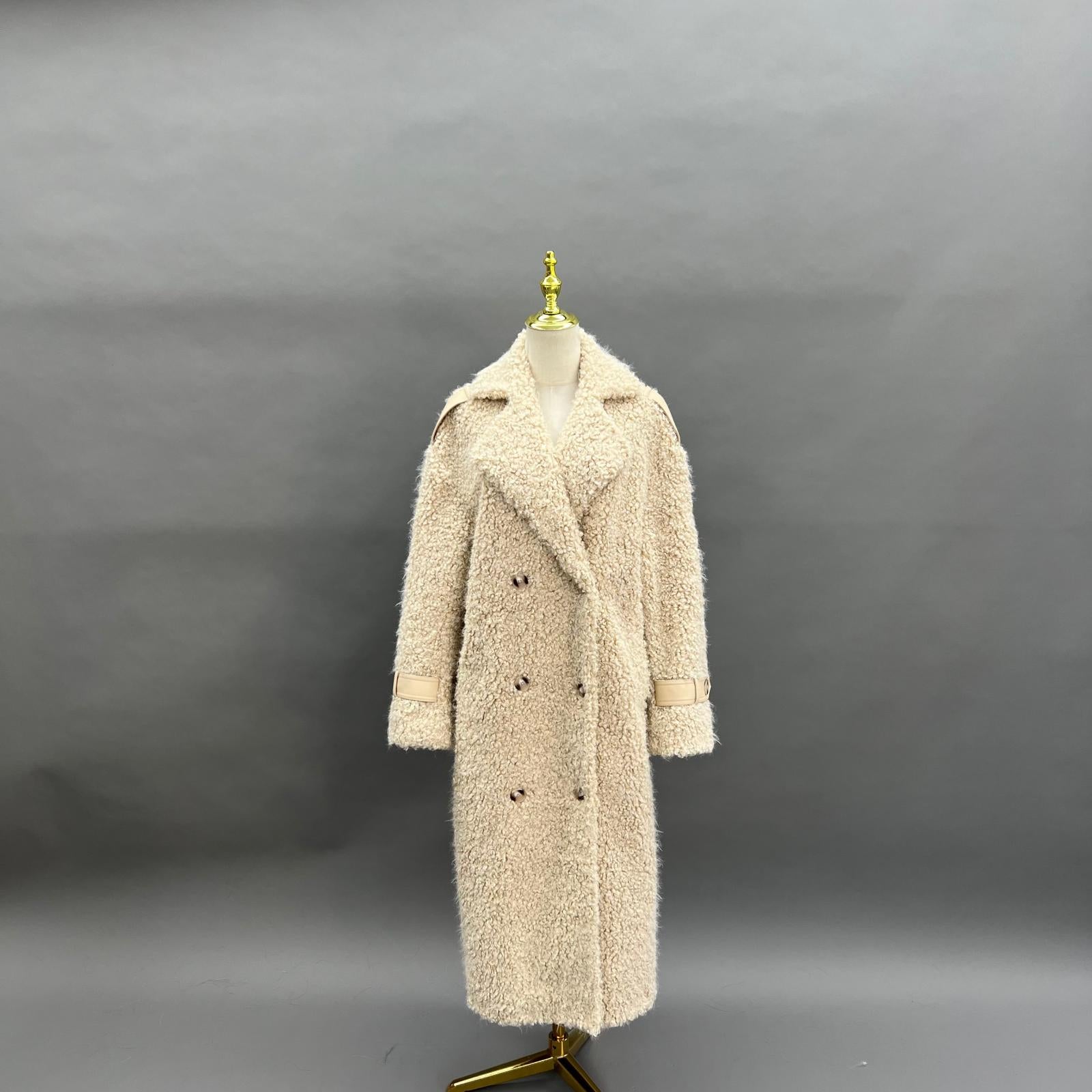 Camel Wool Jacket for Women Classic Casual Suit Collar Long Coat - Janefur