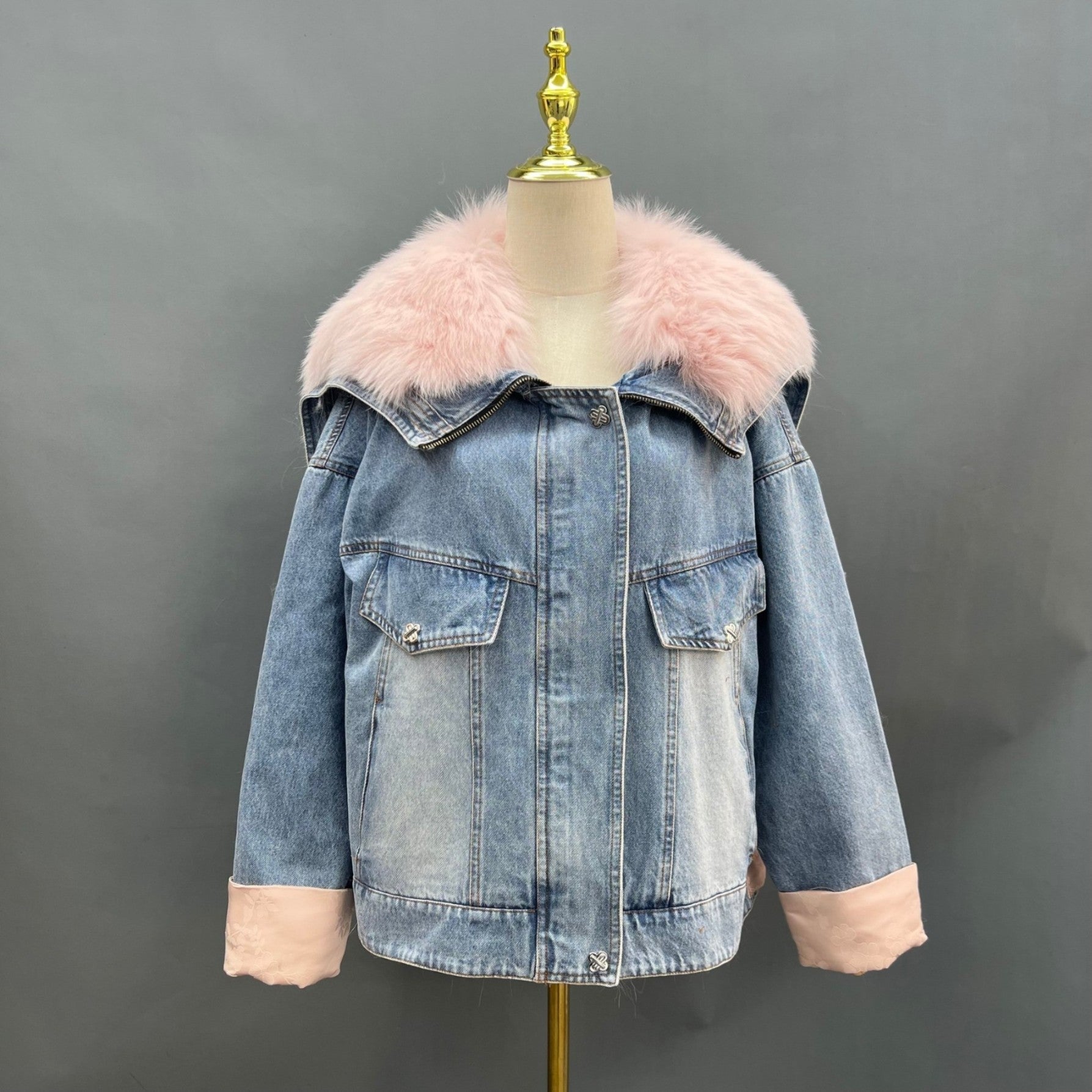 Women's Winter Archangel Denim Down Inner Warm Jacket - Janefur