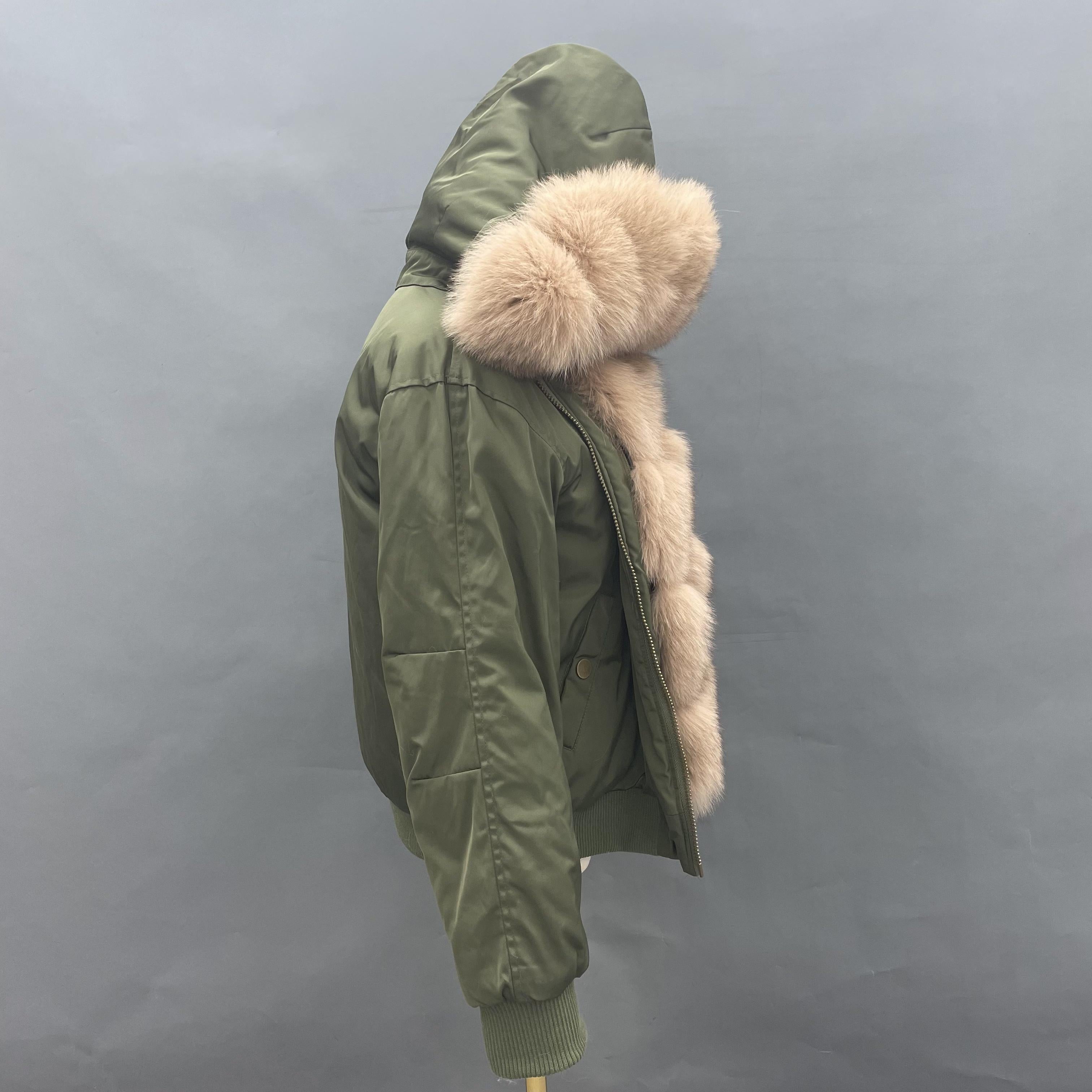 Aviator Jacket with Fox Fur - Janefur