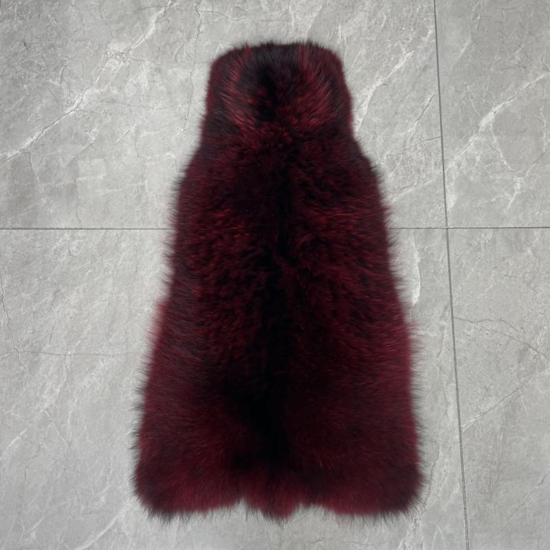 Women's Winter Long Real Raccoon Fur Coat Sleeveless Vest - Janefur