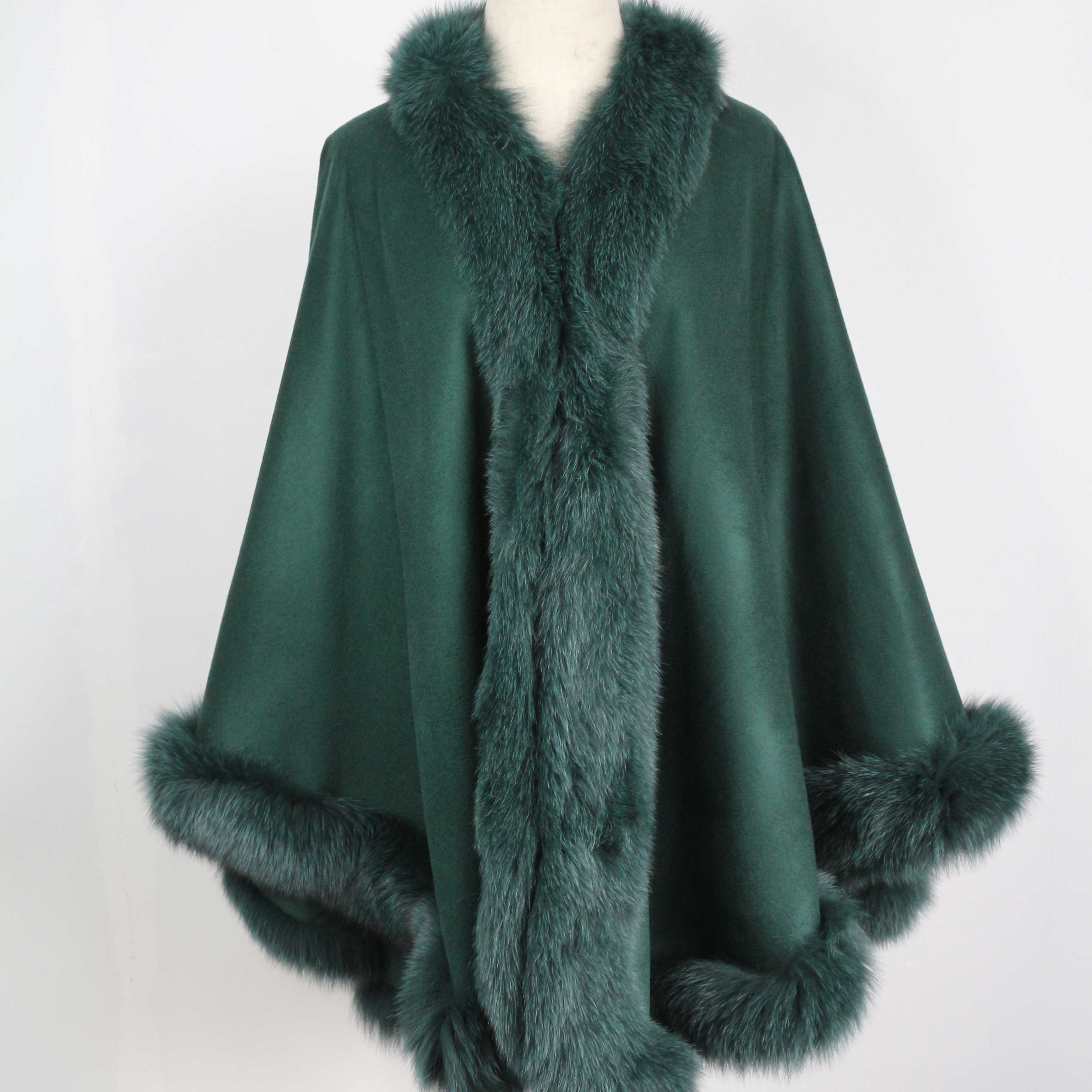 Fox Fur Placket Cashmere Shawl - Janefur