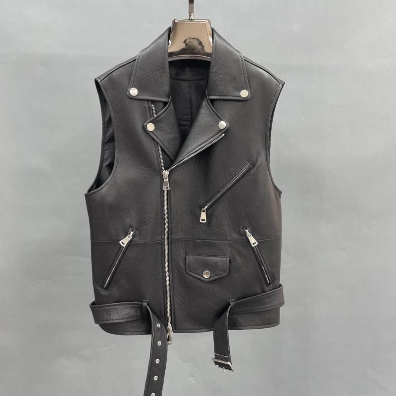 Men's Handsome Leather Vest Motorcycle Style - Janefur