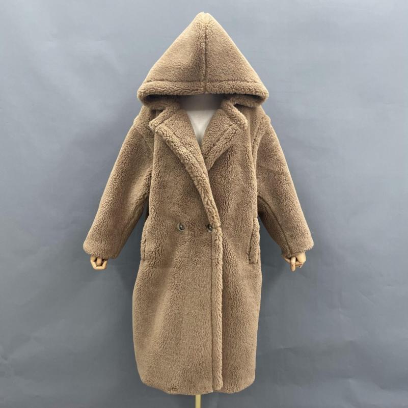 Teddy Long Coat with Hood - Janefur
