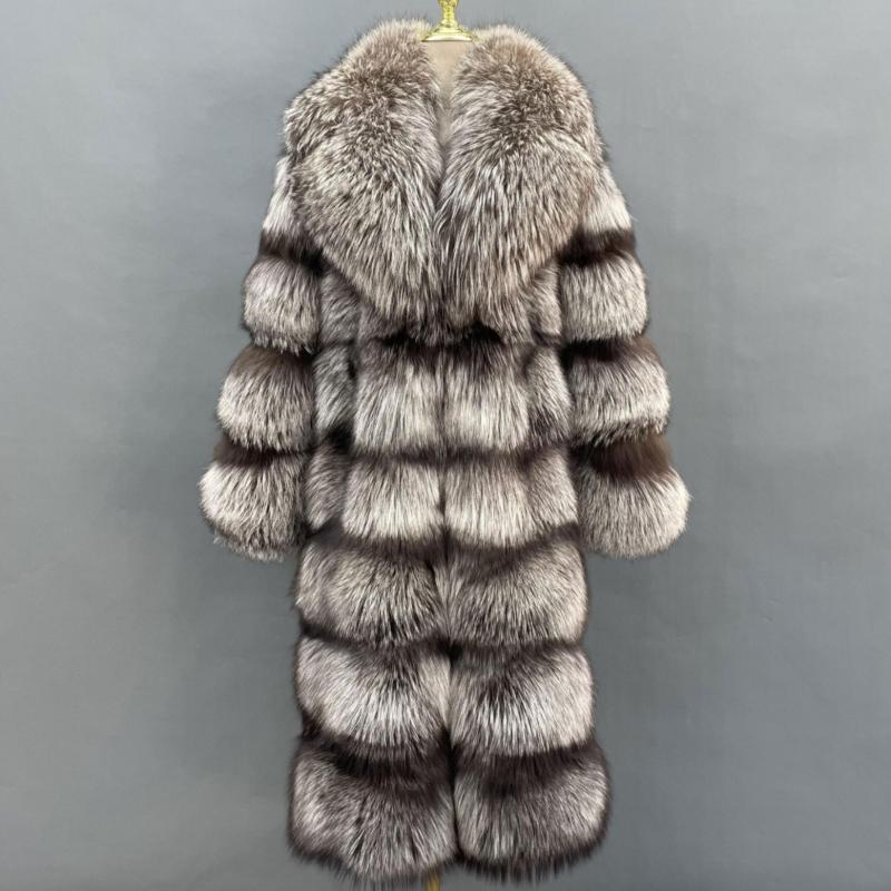 Winter Men's Long Fox Fur Coat Red Fox Warm Coat - Janefur