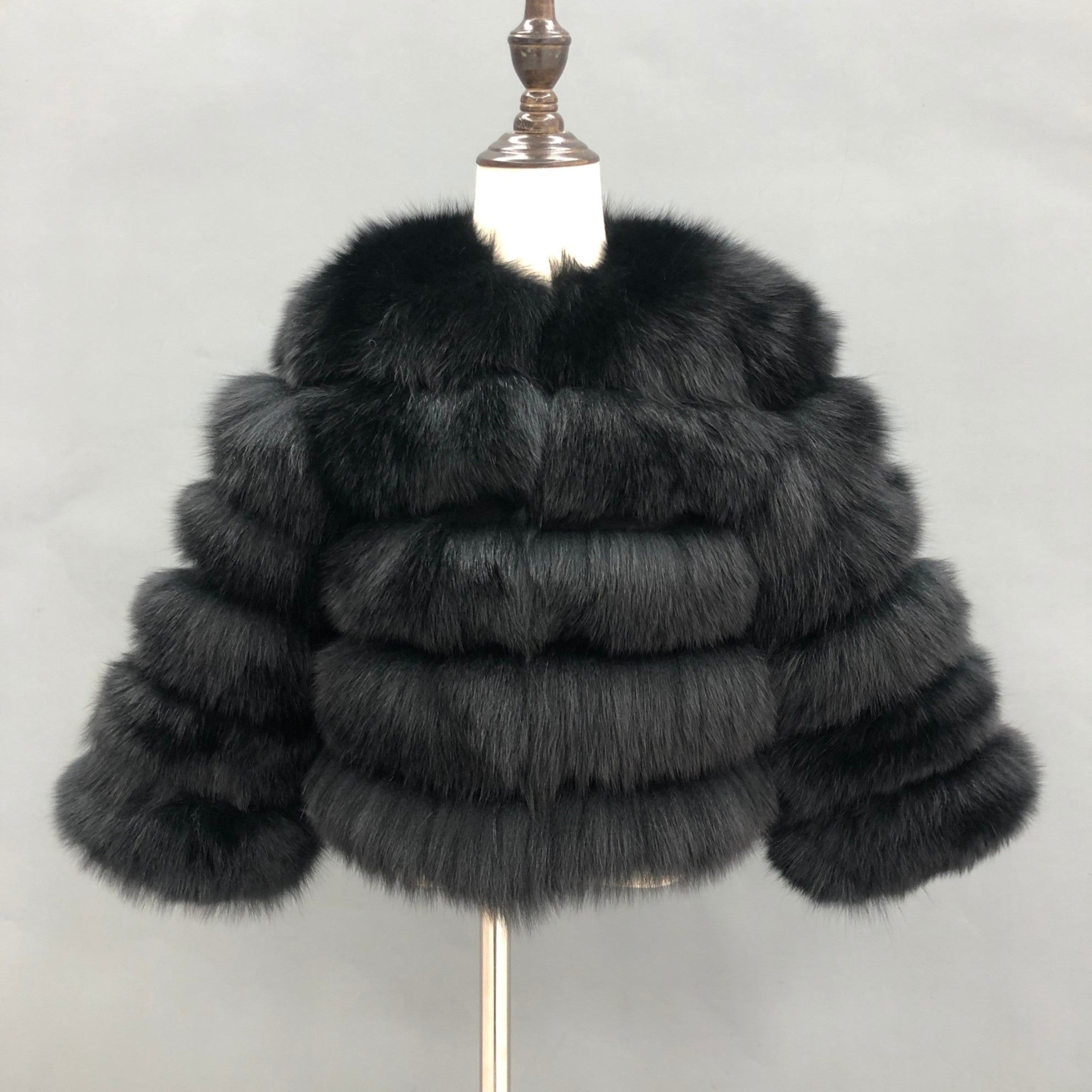New Children's Winter Five Section Fox Fur Coat Windproof and Warm Parent-Child Model Coat - Janefur