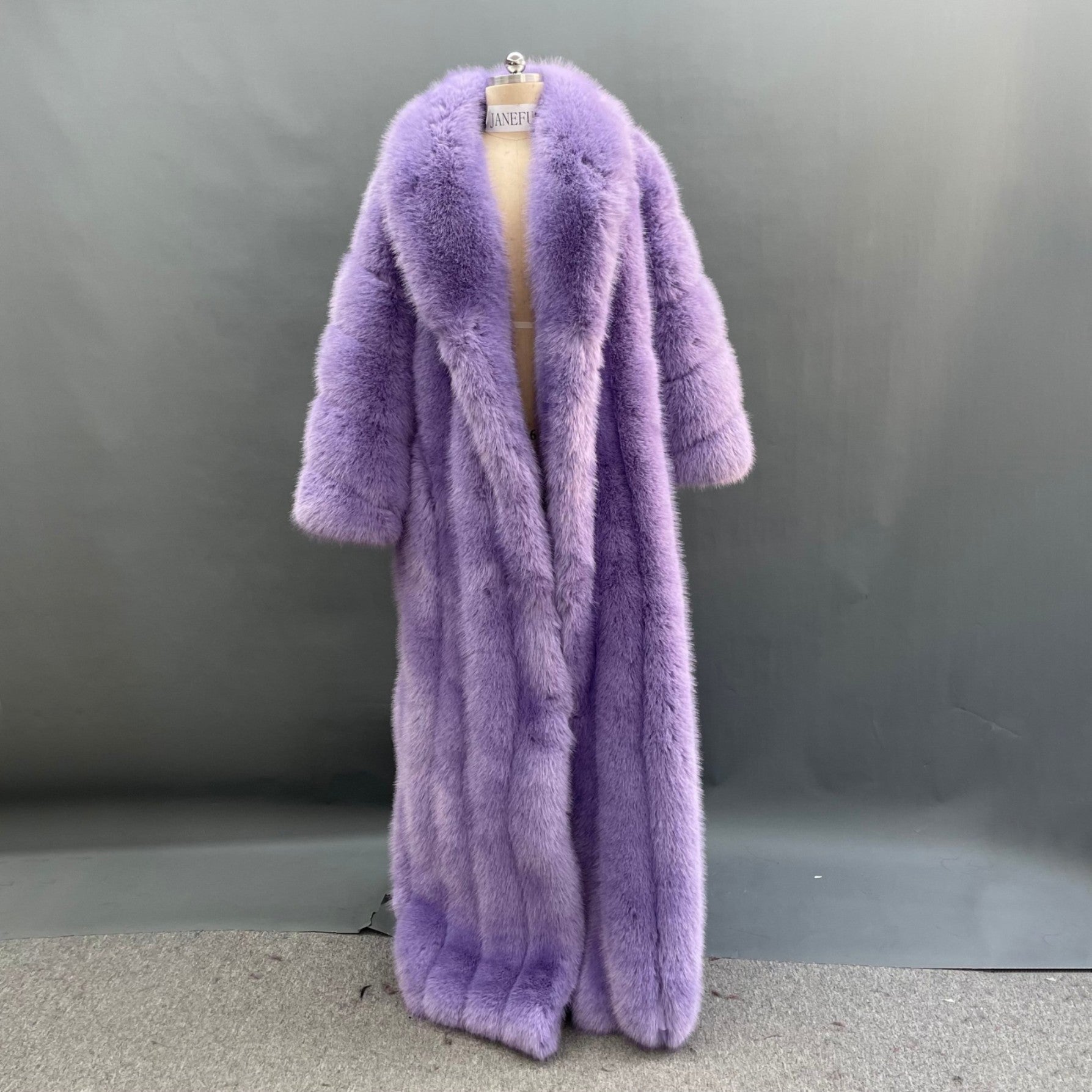 Women's Fox Eco Fur Faux Fur Extra Long Coat - Janefur