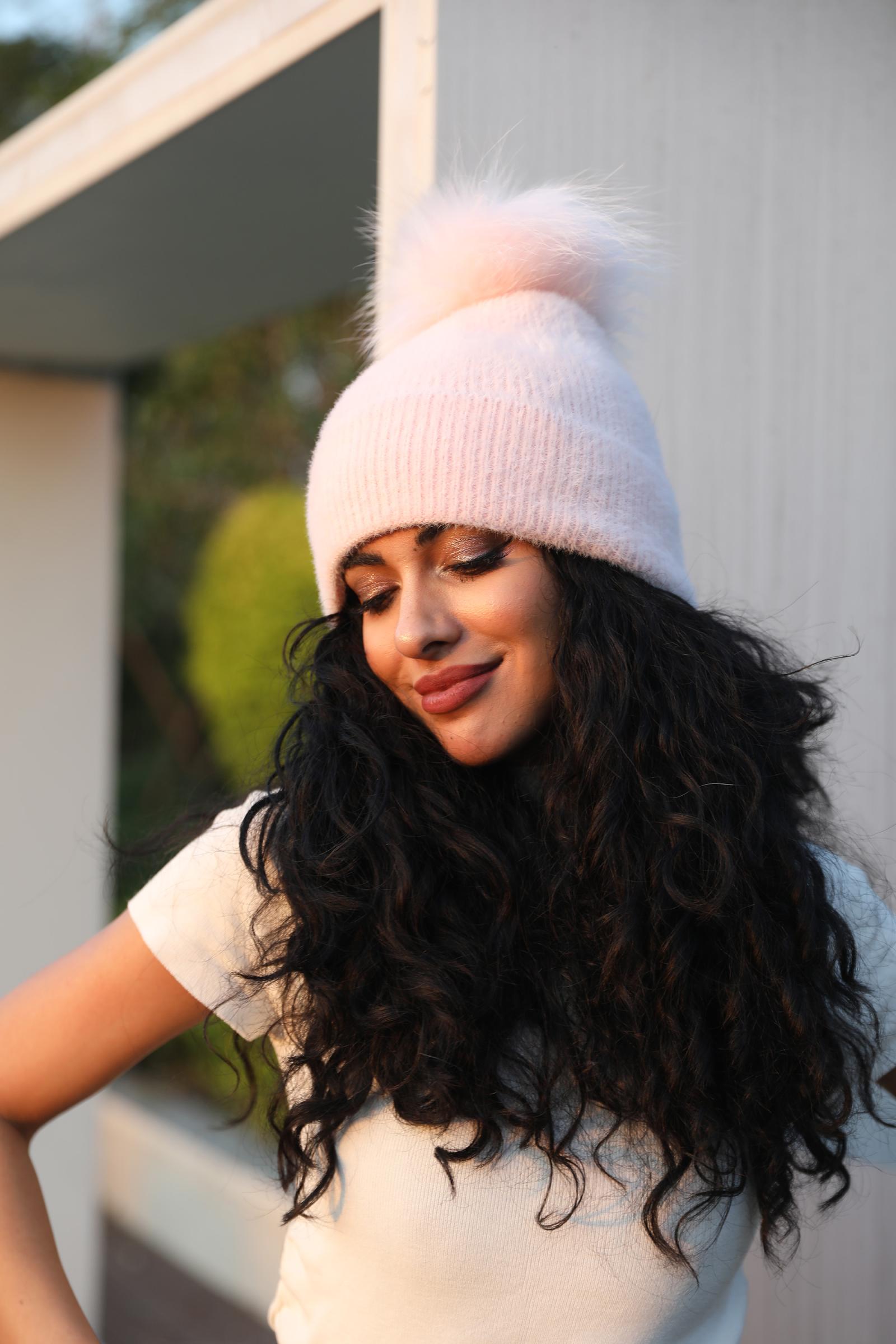 Women's Fashion Fox Fur Hat with Pom Poms - Janefur