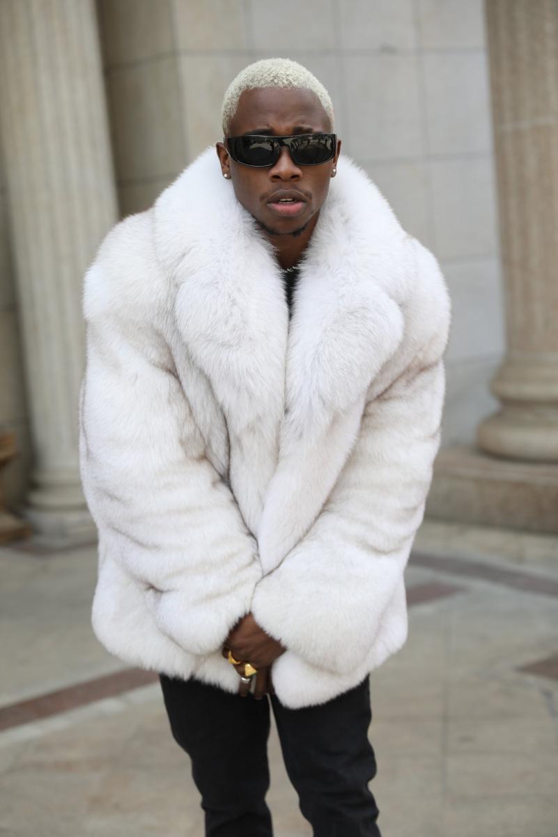 Winter Loose Plus Size Blue Fox Fur Coat For Men - Janefur