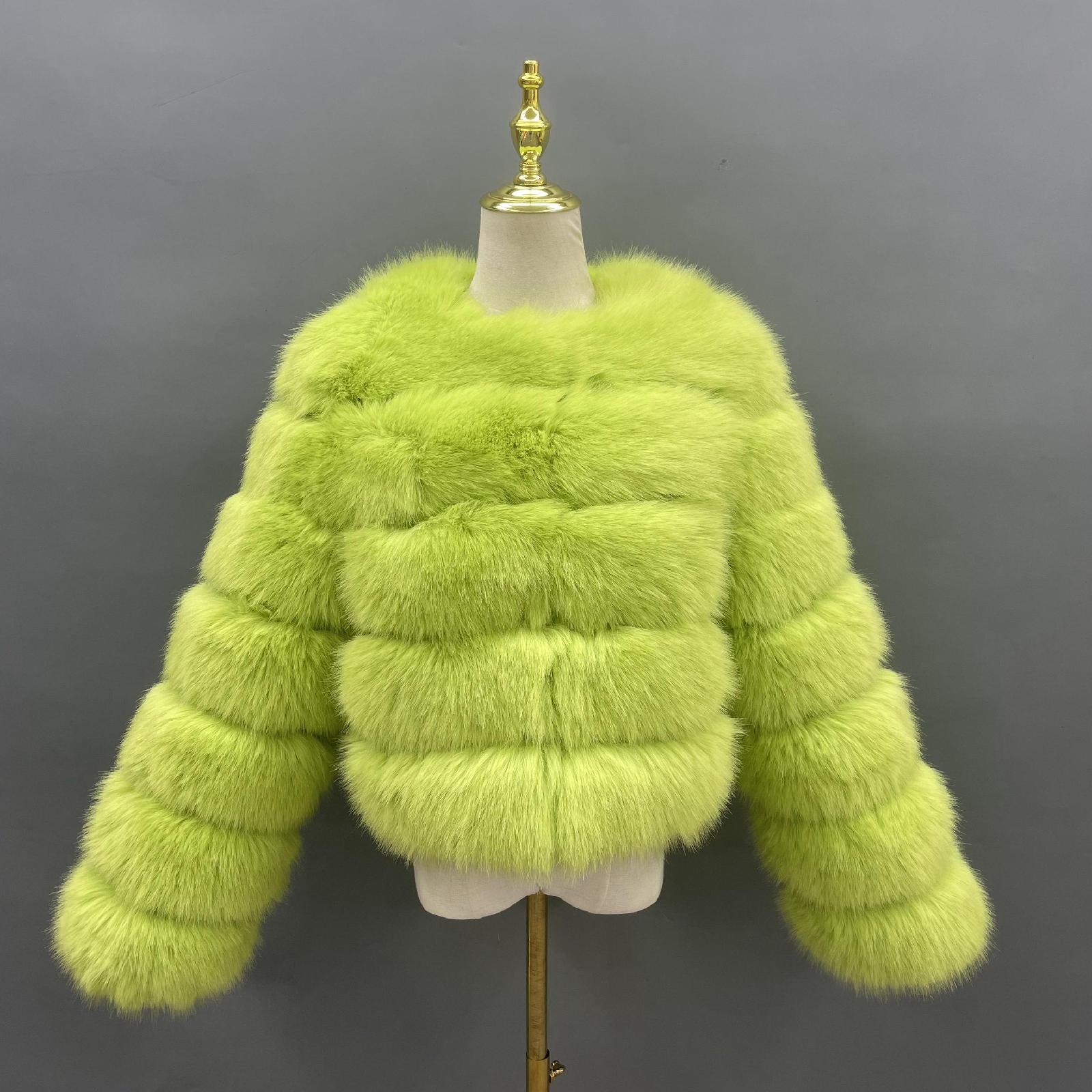 Women's Short Striped Faux Fur Coat Eco Fur Jacket - Janefur