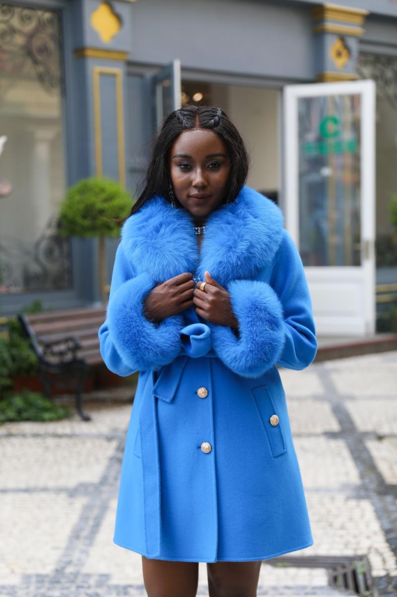 Single Breasted Lace-up Cashmere Coat - Janefur
