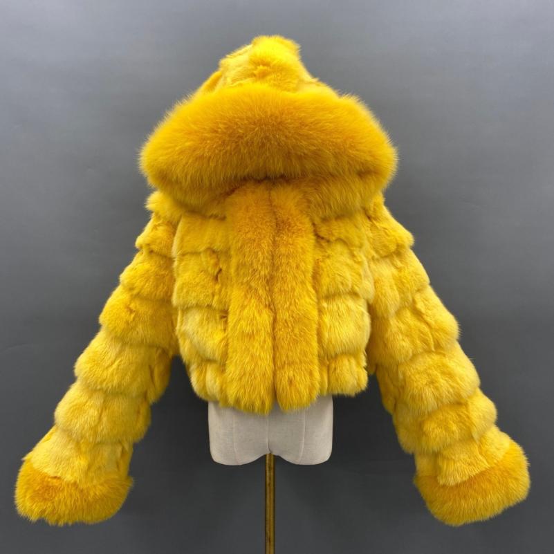 Fox Front Zipper Coat with Hood - Janefur