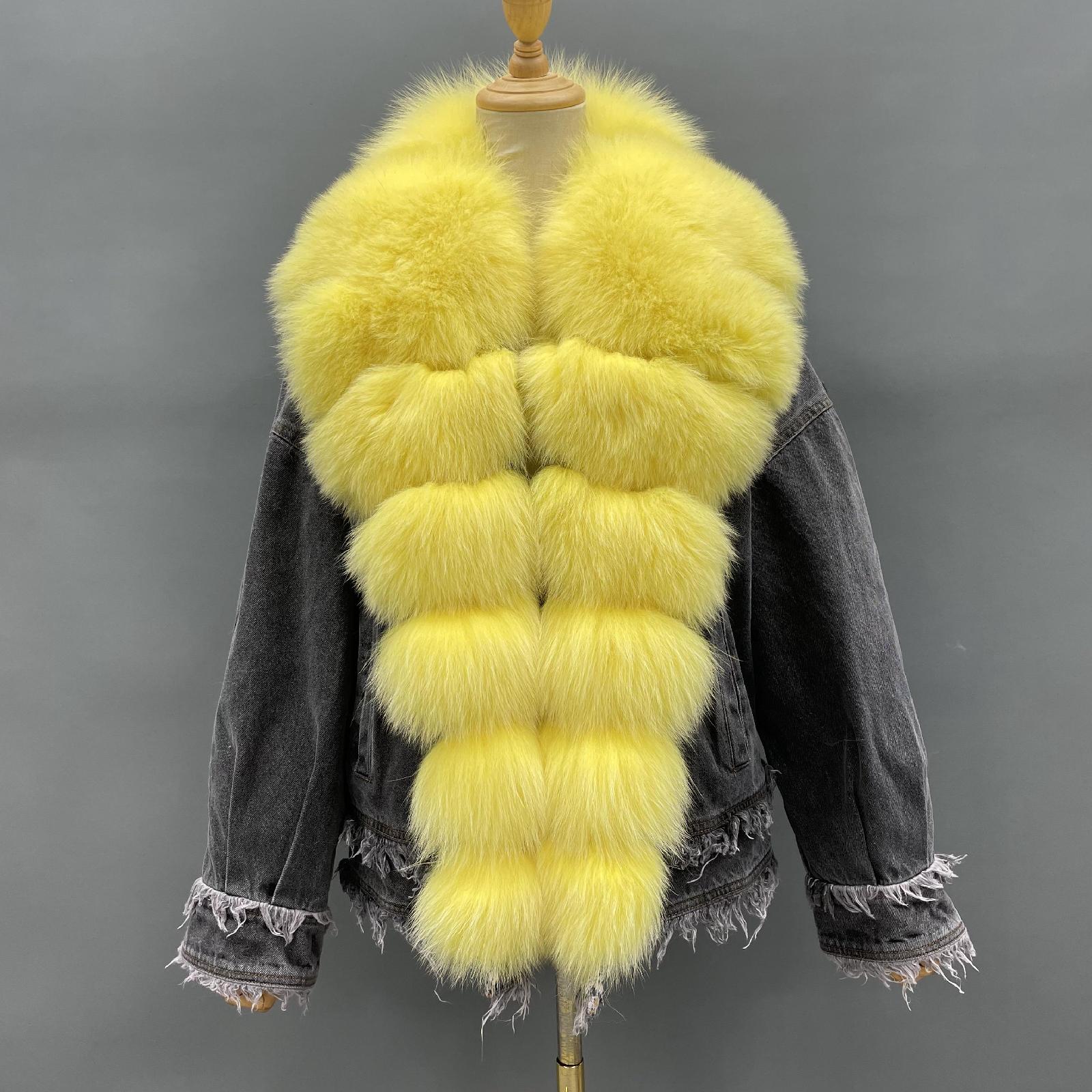 Women's Down Jacket With Real Large Fox Fur Collar Luxurious Coat For Winter Fluffy Jacket - Janefur