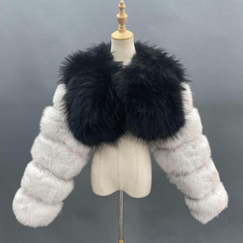 New Design Short Women's Real Fur Vest With Long Sleeves - Janefur