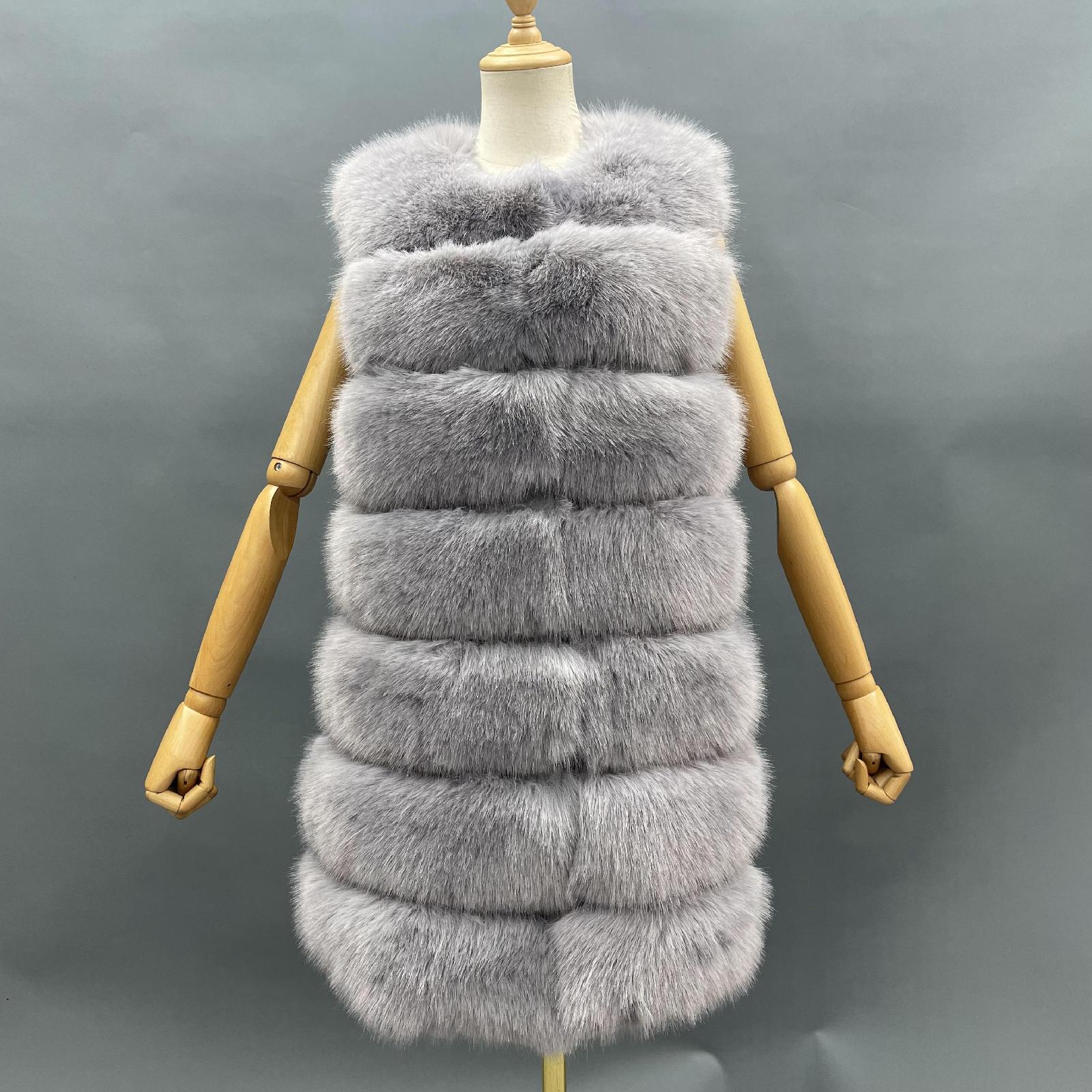Spring and Autumn New Style Long Faux Fur Vest Eco Fur Vest - Janefur