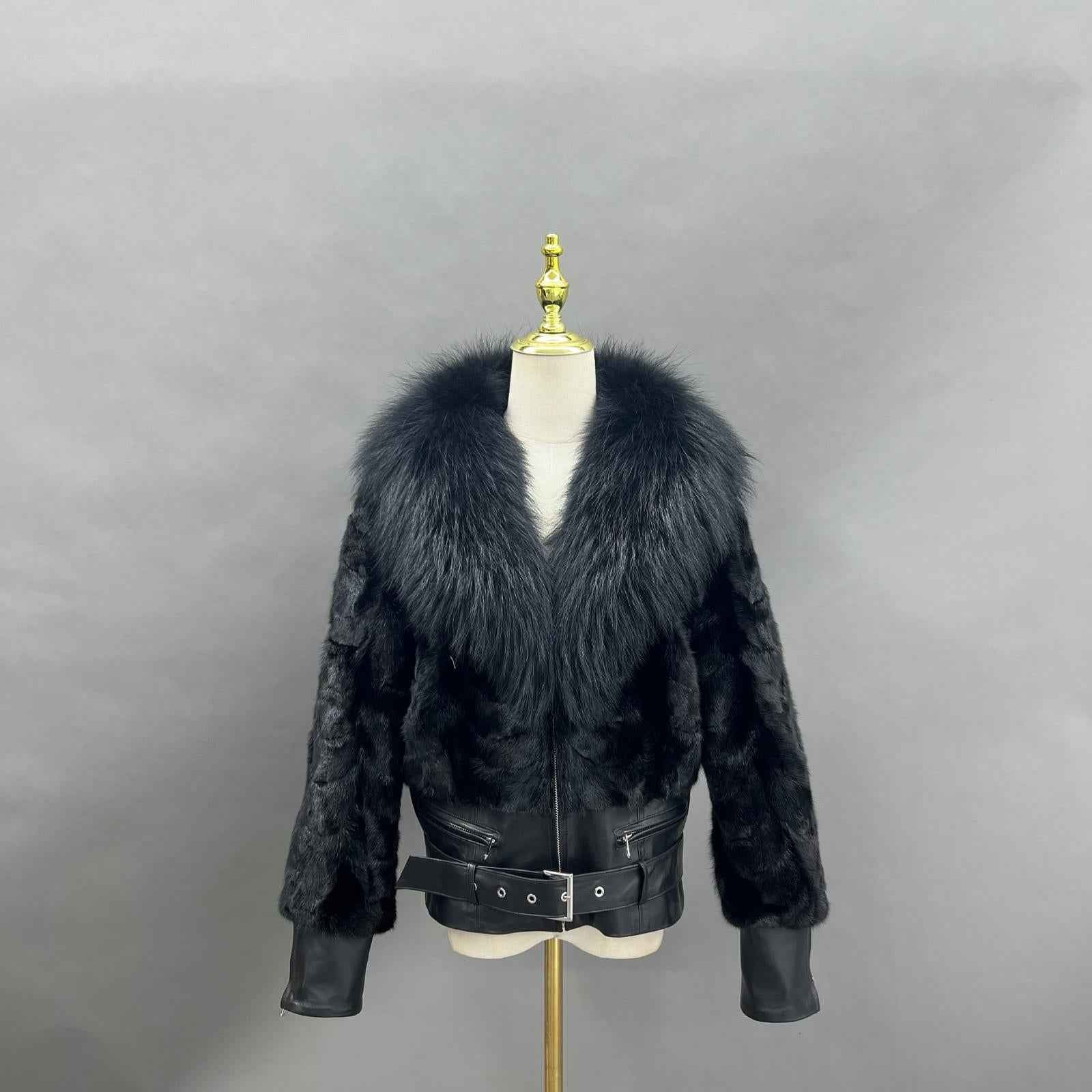 Shawl Lapel Short Mink-Blended Fur Women's Fashion Fur Jacket - Janefur