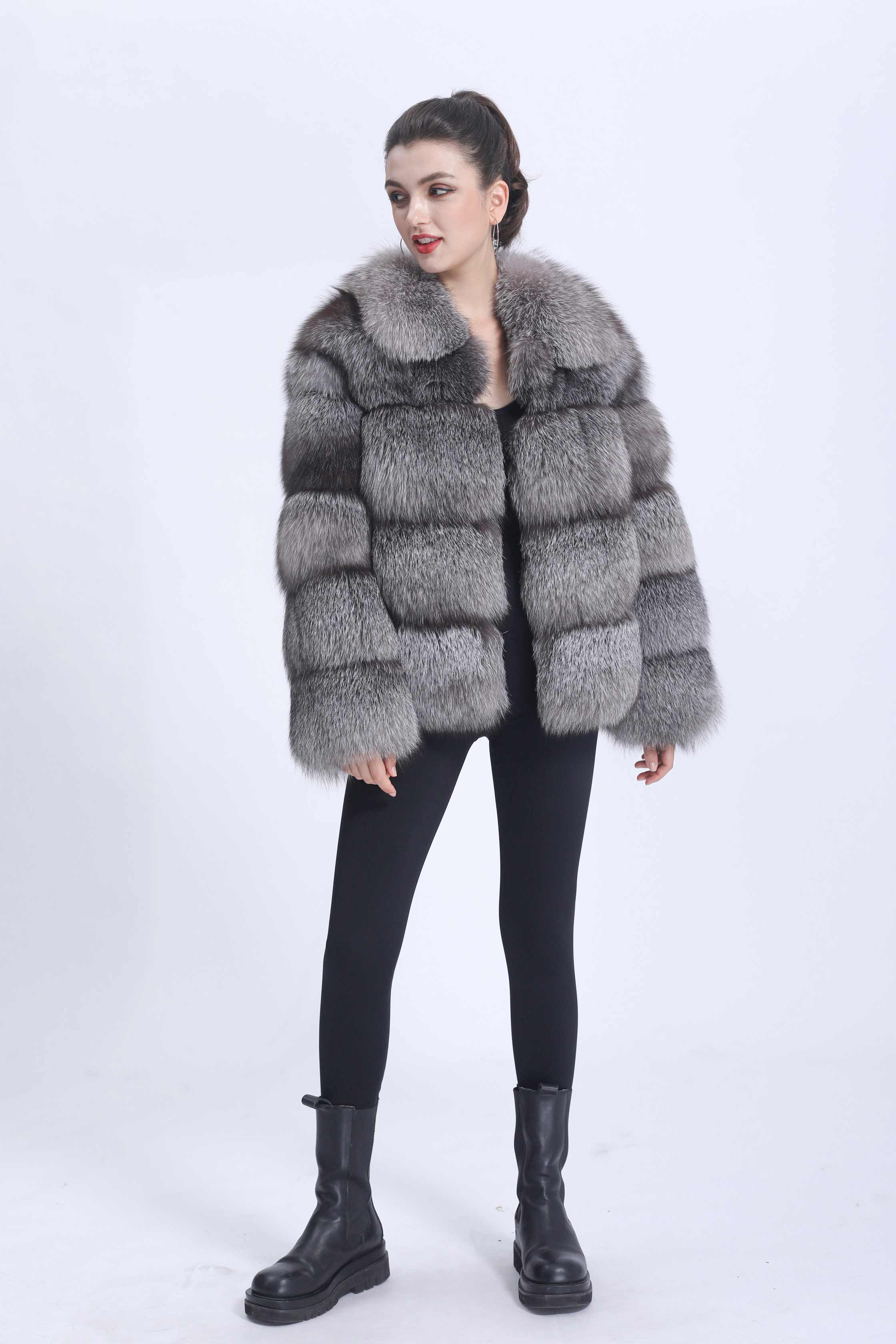 Warm Winter Ladies Real Fox Fur Fluffy Luxury Coat - Janefur