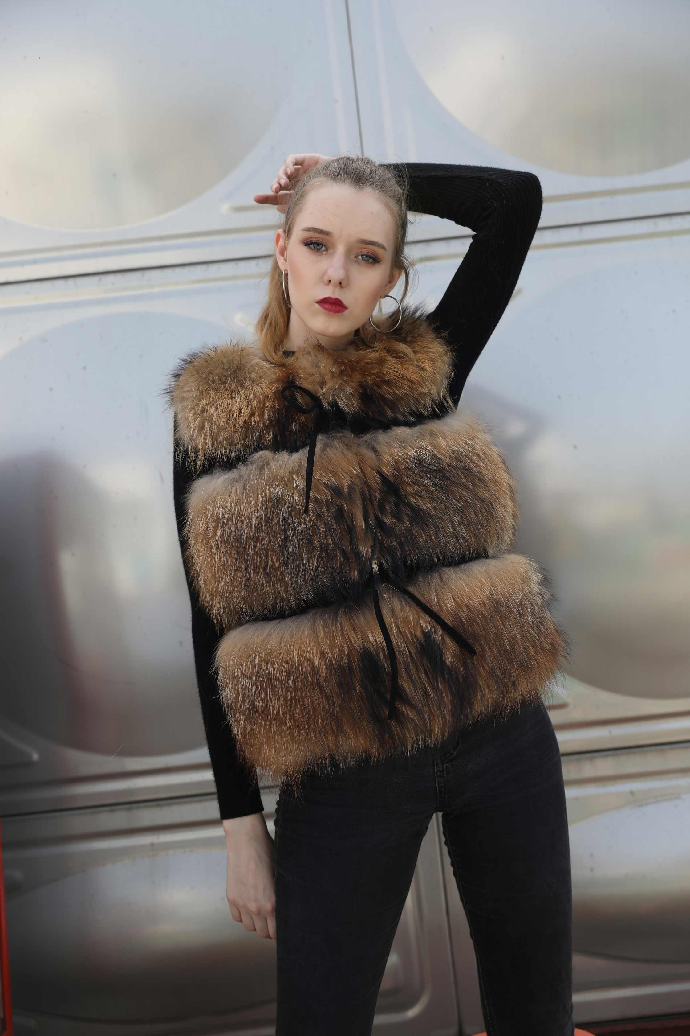 Women's Spring And Fall Clothing Luxury Real Raccoon Fur Vest - Janefur