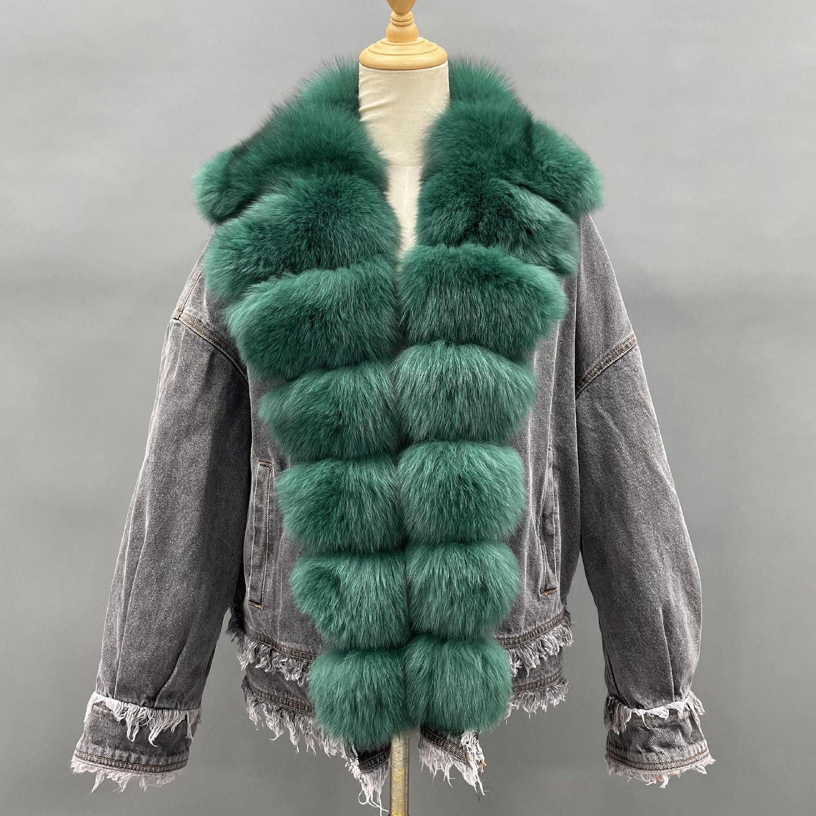 Women's Down Jacket With Real Large Fox Fur Collar Luxurious Coat For Winter Fluffy Jacket - Janefur