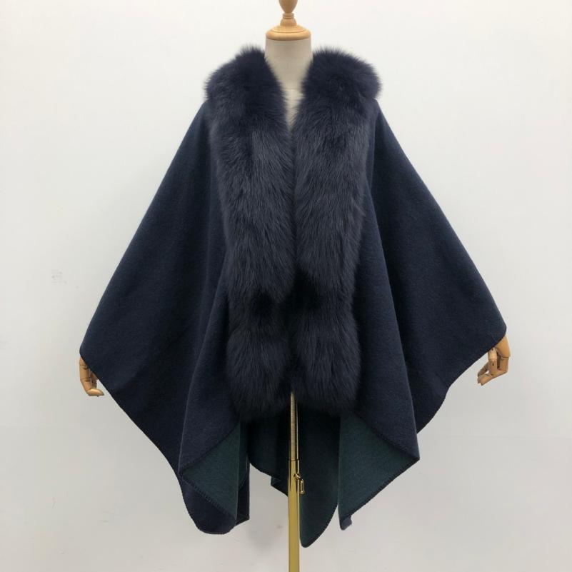 Red Fox Blue Fox Placket Fur Shawl - Janefur