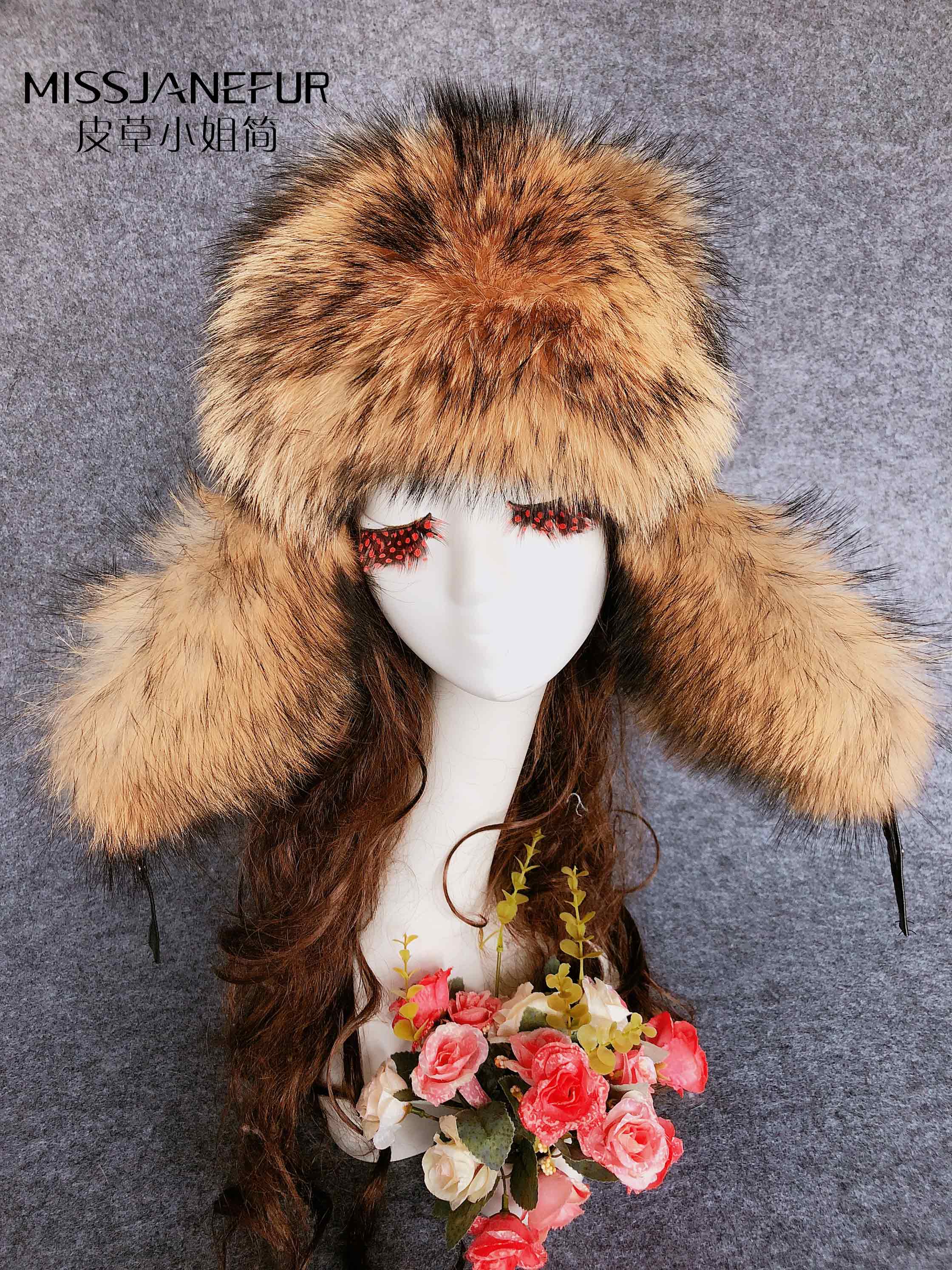 Missjanefur Warm Fox Fur Hats with Buckle Design - Janefur